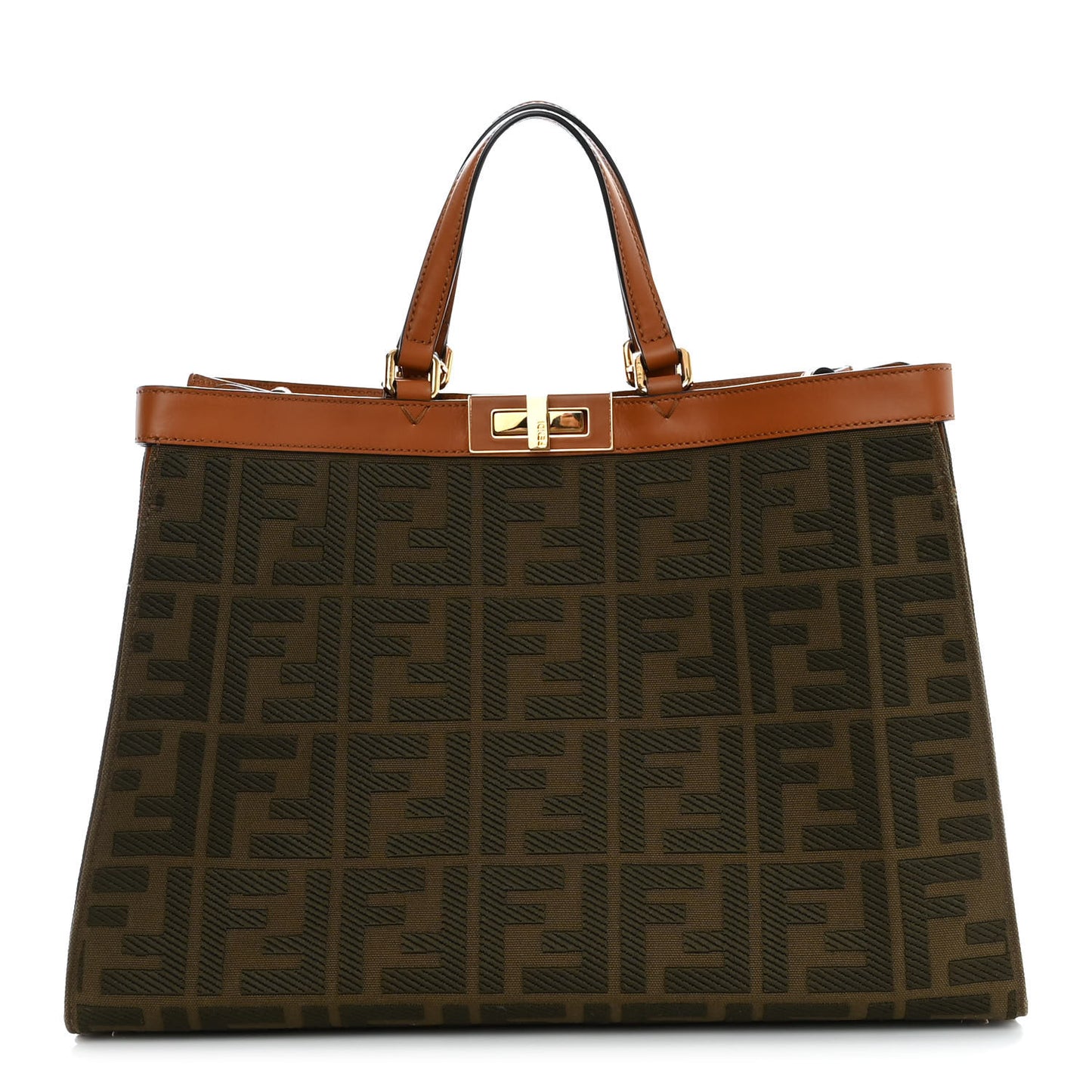 Canvas Vitello King FF Embroidered Medium Peekaboo X-Tote Amazzonia Cuoio