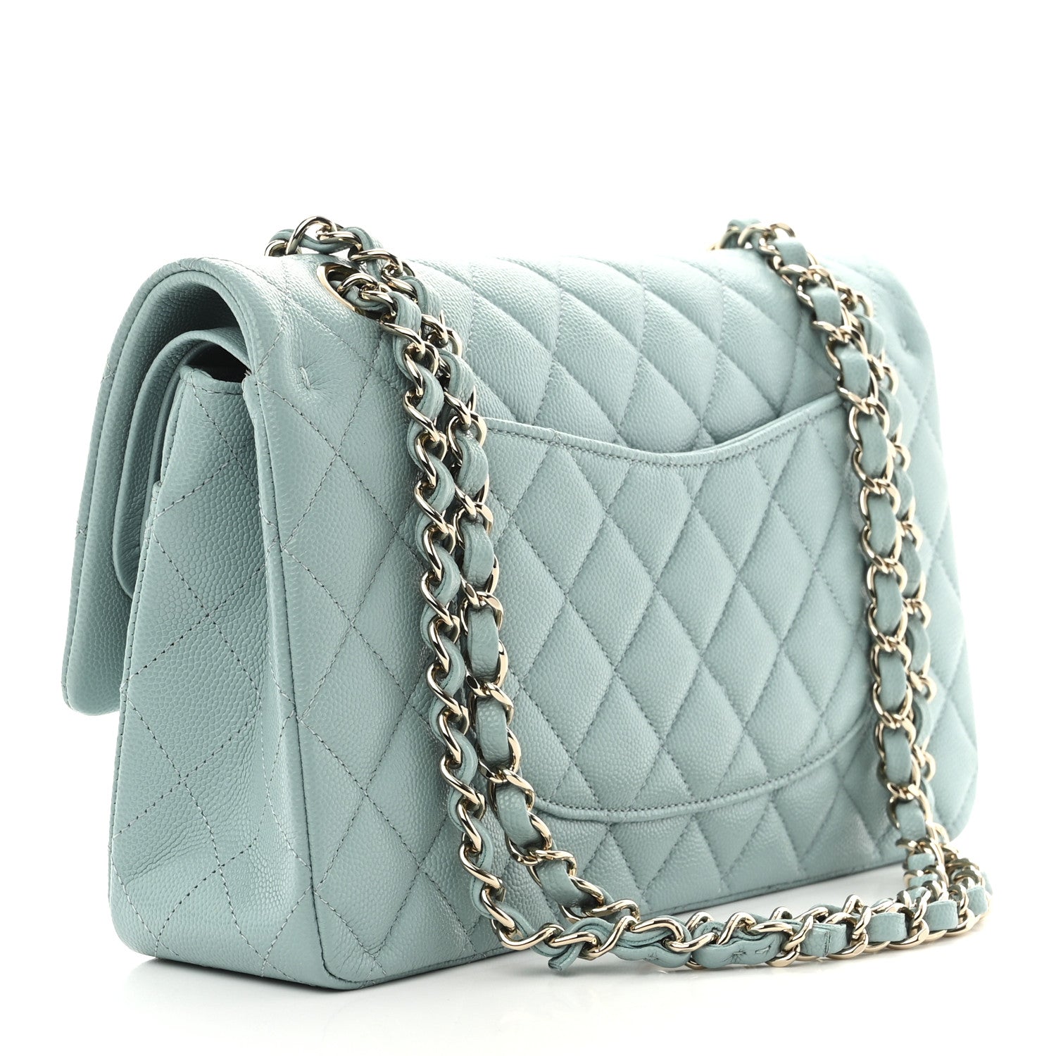 Chanel Caviar Quilted Medium Double Flap Light Blue 3 of 10