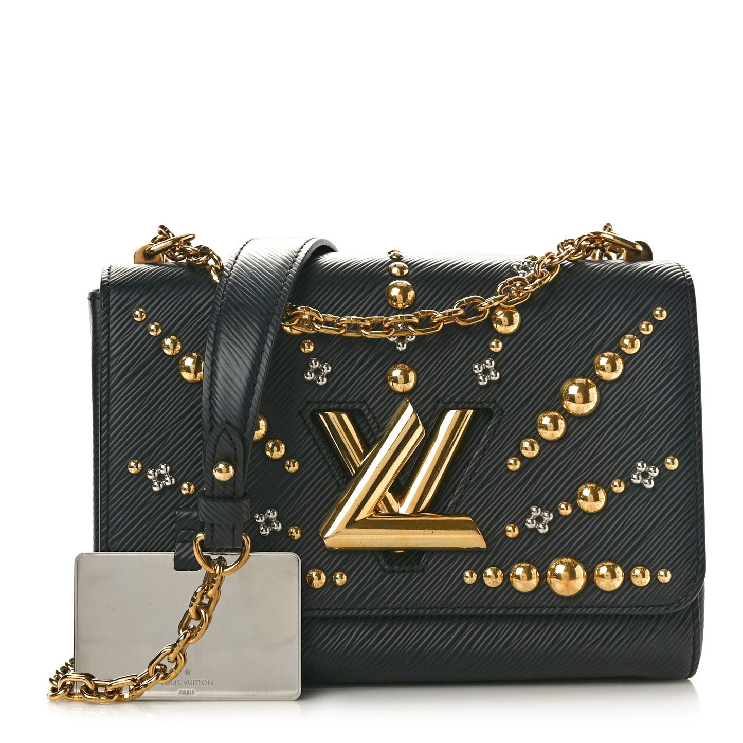 Epi Studded Sol Twist Shoulder Bag MM Black