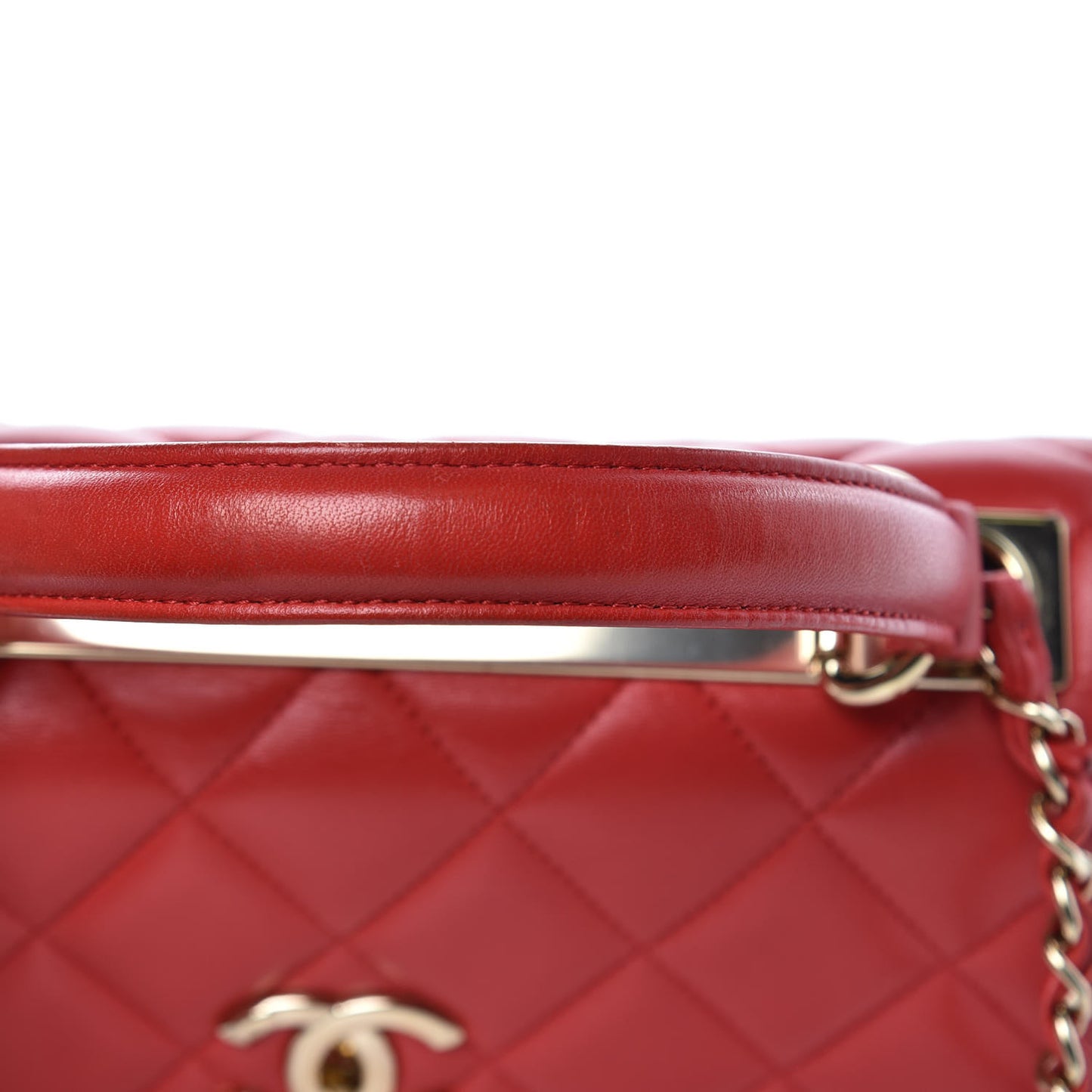 Lambskin Quilted Small Trendy CC Dual Handle Bag Red