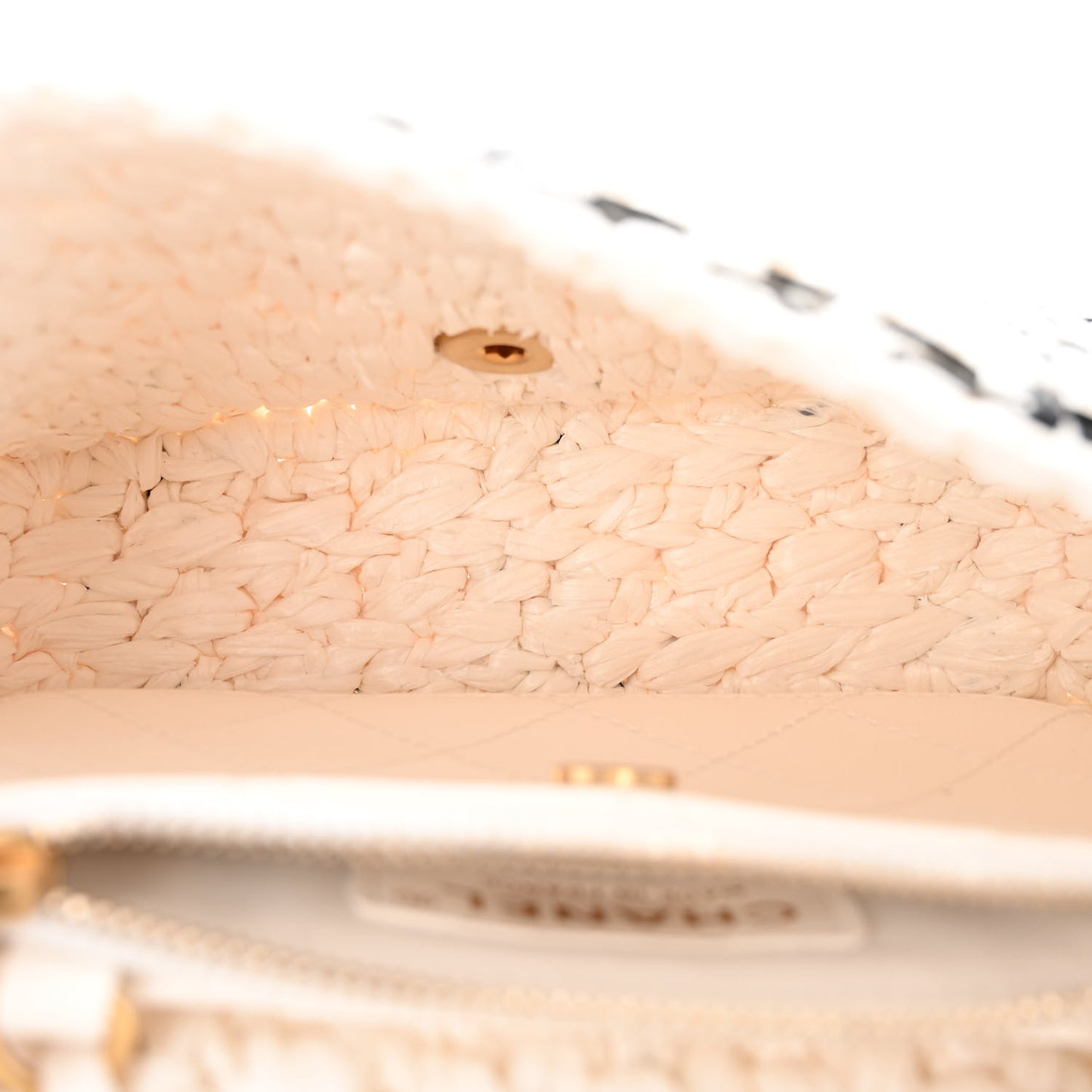 Raffia Effect Tweedy Mini Flap Bag White Black