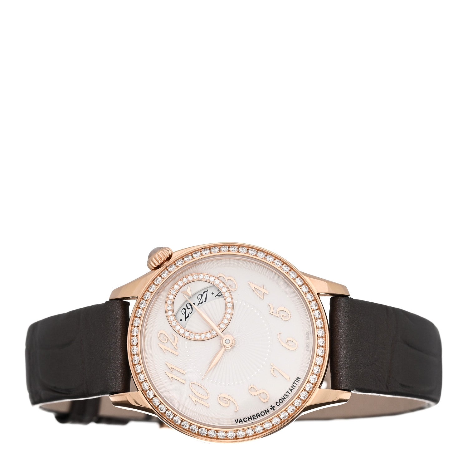 Vacheron Constantin 18K Pink Gold Alligator Diamond Bezel 30mm Egerie Quartz Watch 1205F/000R-B622 2 of 5