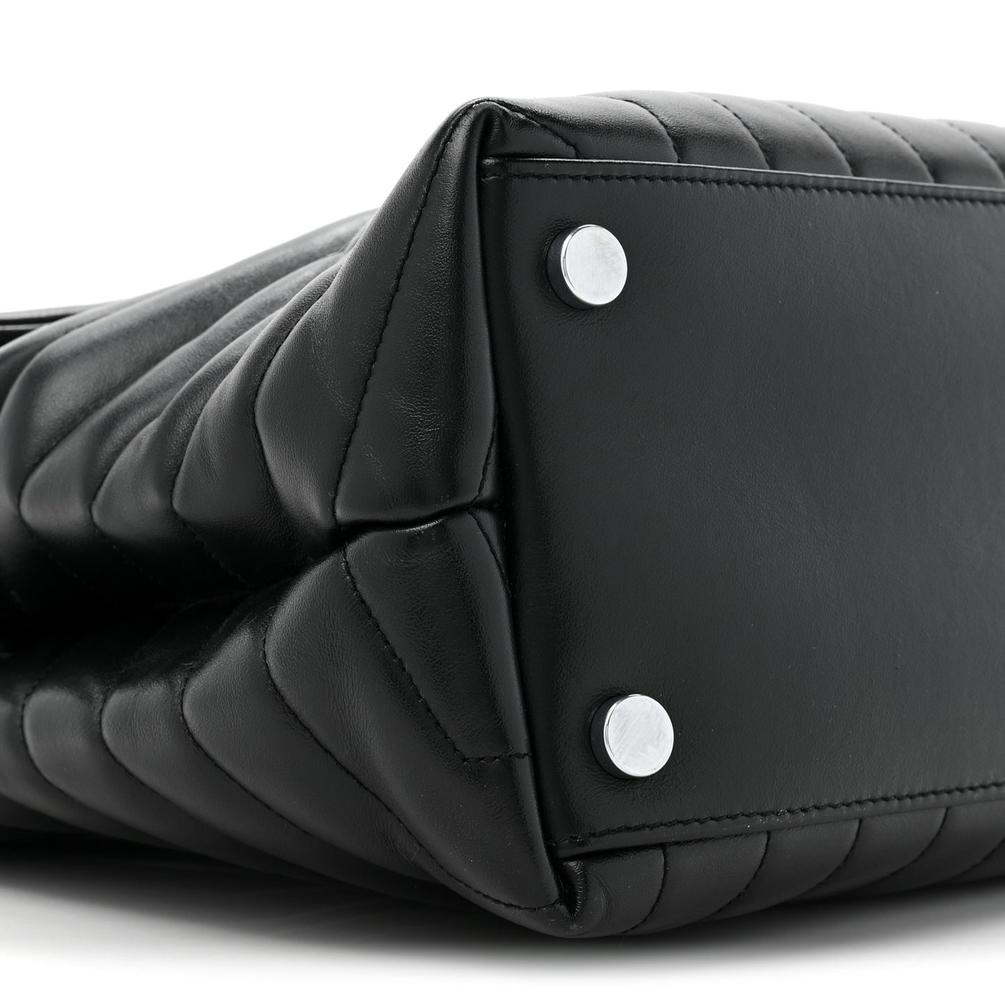 Calfskin Y Quilted Monogram Large Loulou Chain Satchel Black