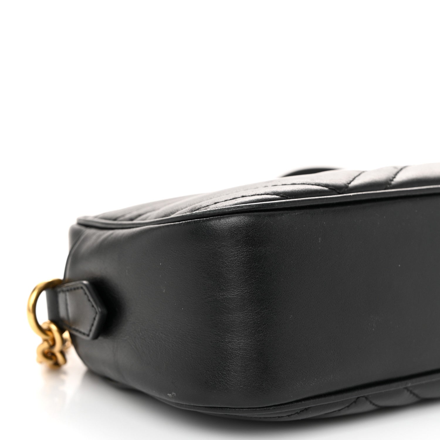 Gucci Calfskin Matelasse Small GG Marmont Chain Shoulder Bag Black 9 of 11