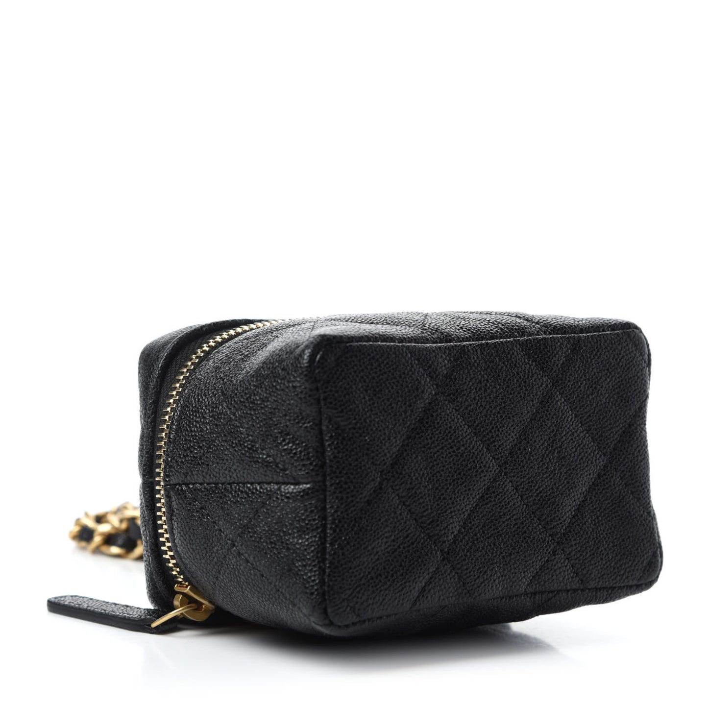 Caviar Quilted Mini Top Handle Vanity With Chain Black