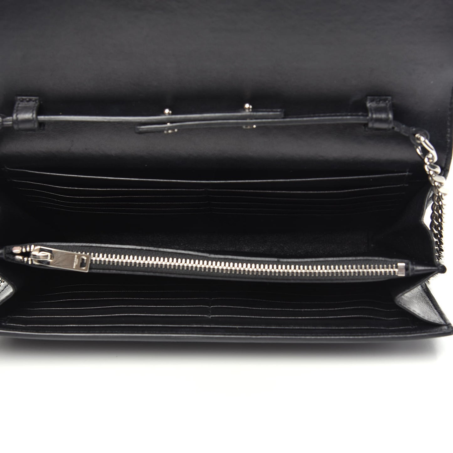 Crocodile Embossed Calfskin Monogram Chain Wallet Black