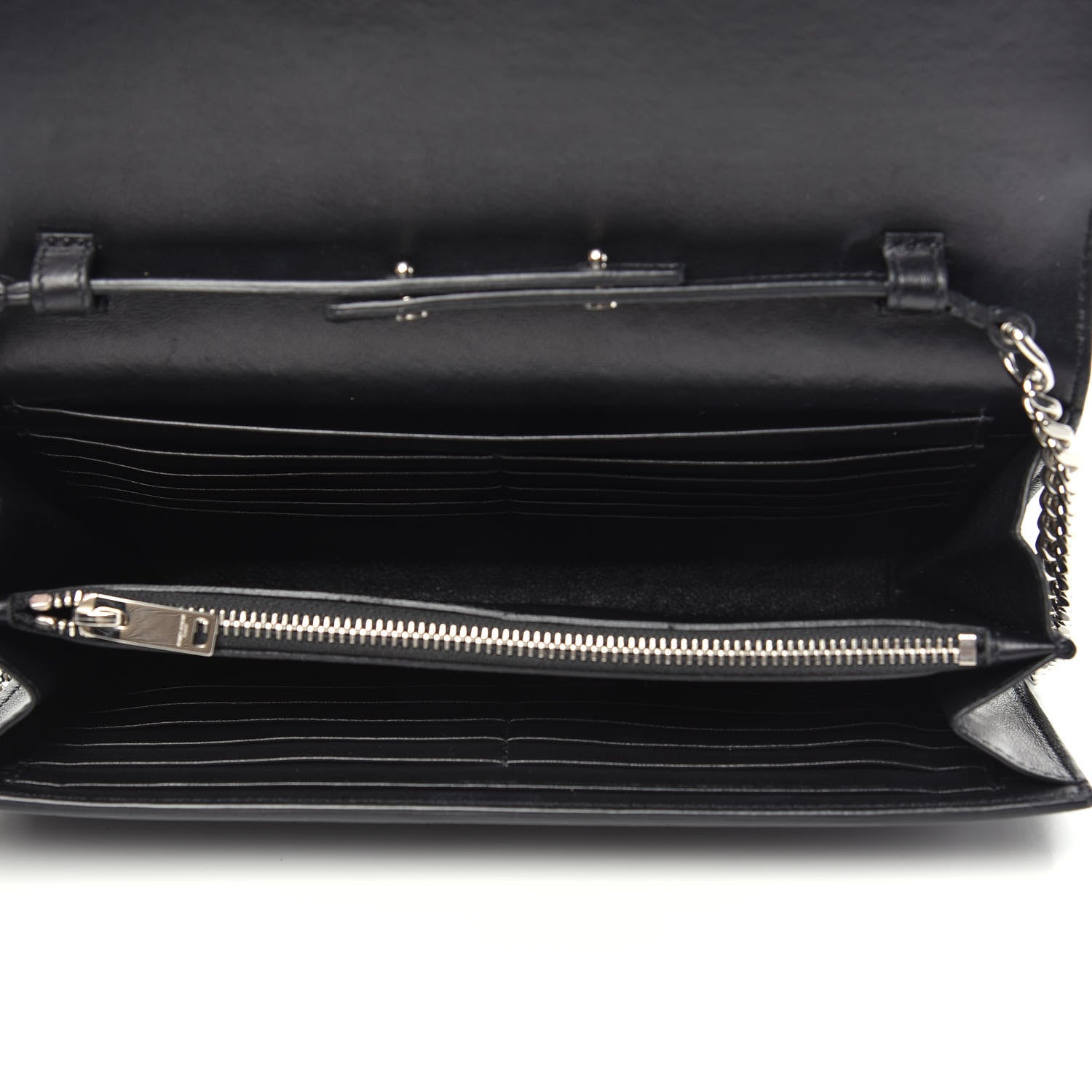 Saint Laurent Crocodile Embossed Calfskin Monogram Chain Wallet Black 5 of 10
