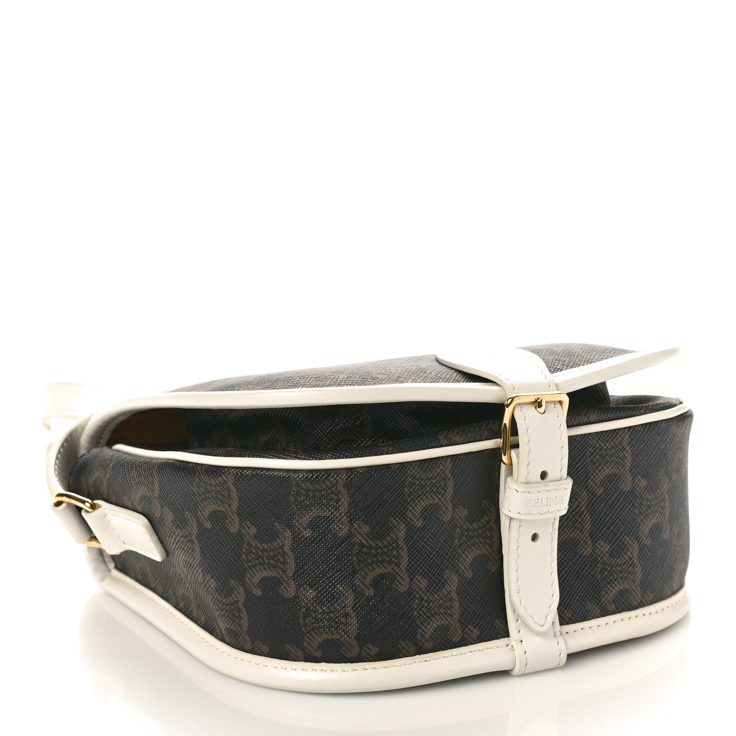 Celine Triomphe Canvas Medium Folco Bag White 4 of 10