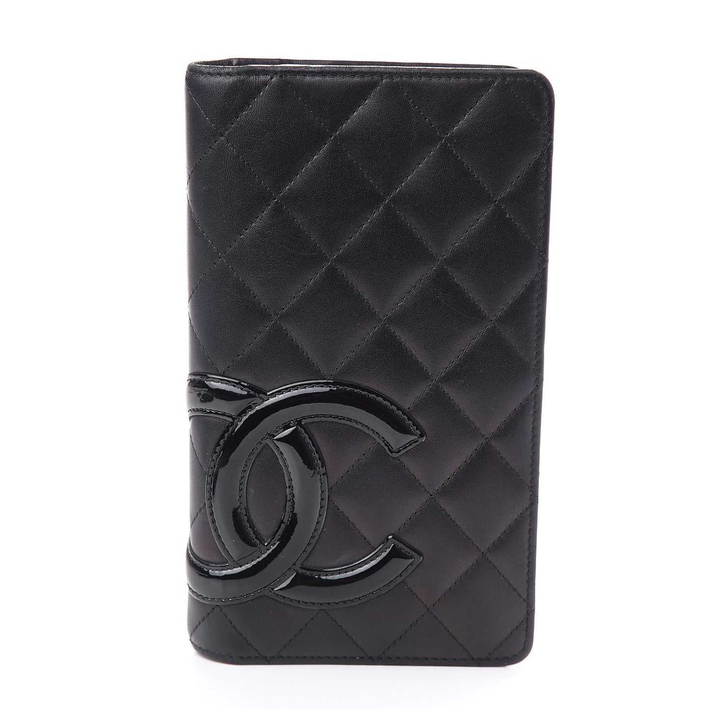 Calfskin Quilted Cambon Yen Wallet Black
