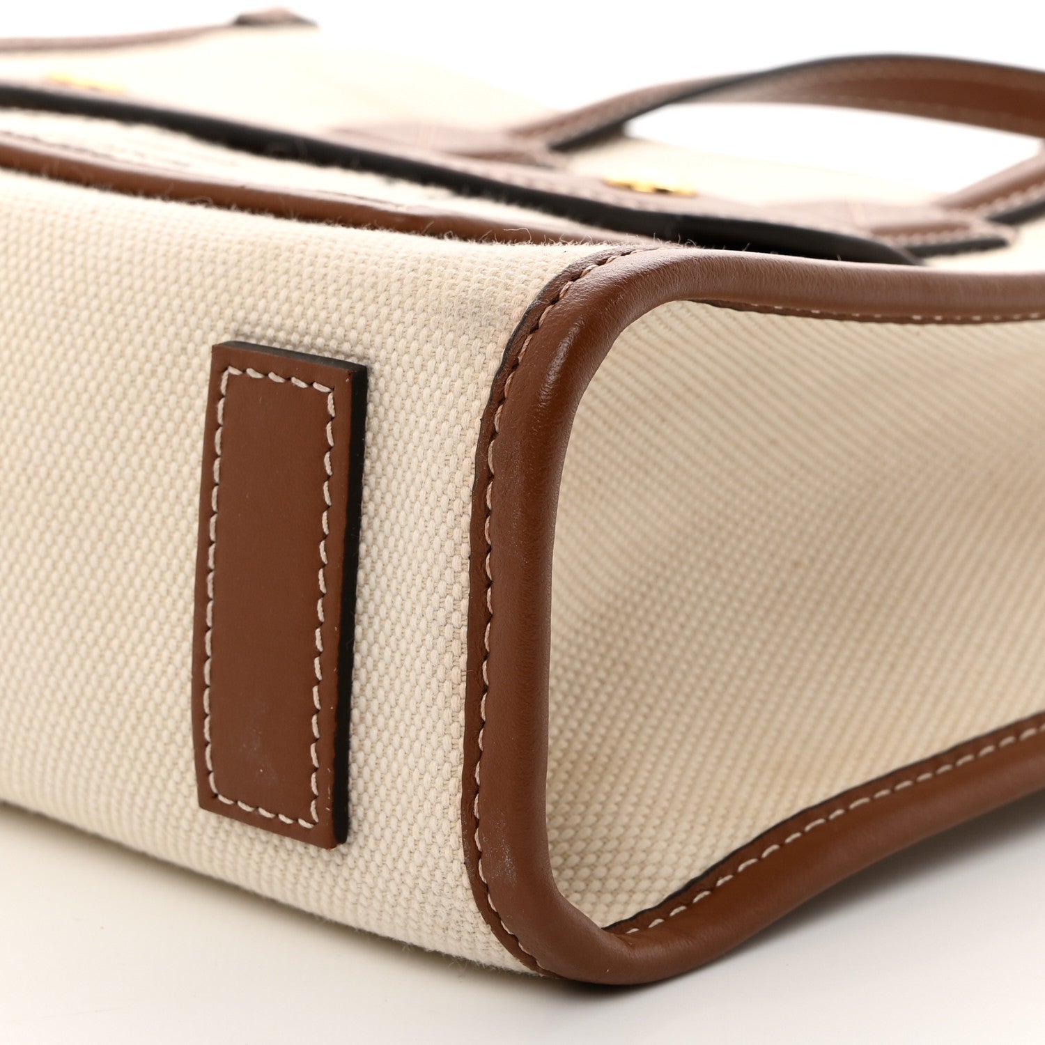 Burberry Smooth Calfskin Canvas Horseferry Print Mini Towner Bag Natural Tan 11 of 11