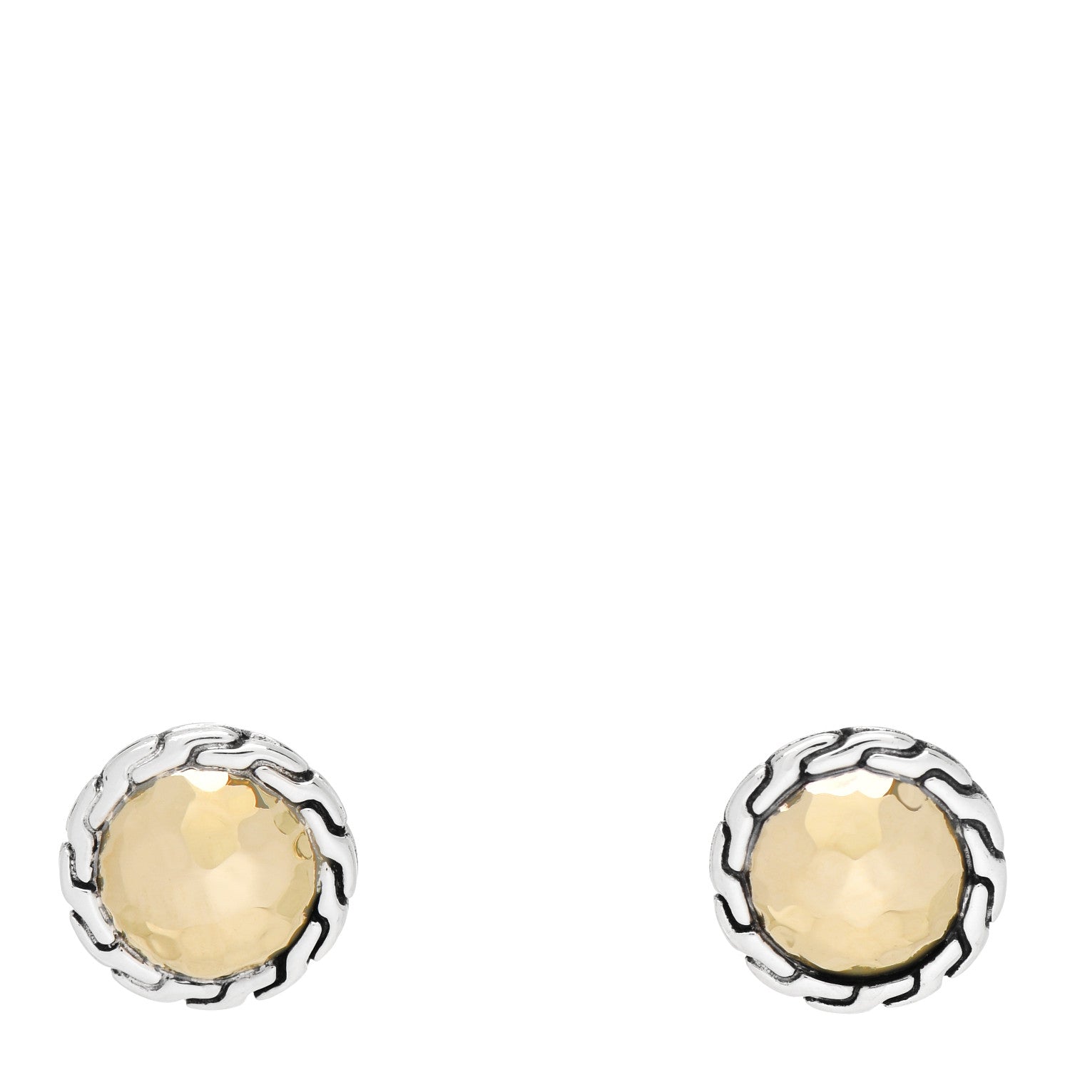 John Hardy Sterling Silver 18K Yellow Gold Palu Round Earrings 1 of 4