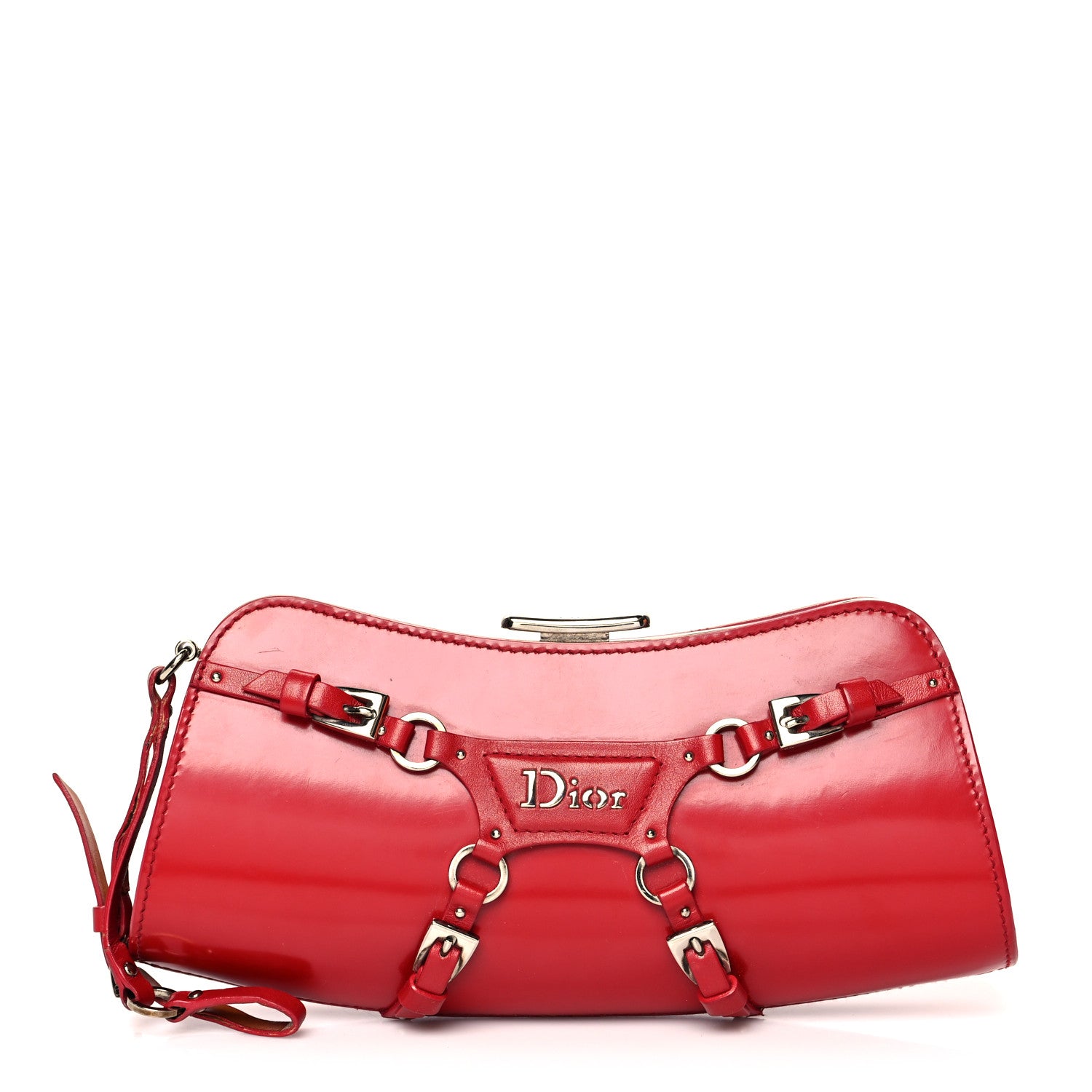 小物 Christian Dior Plisse Accessory Case Red Christian Dior Glazed Calfskin Bondage Wristlet Clutch Rouge