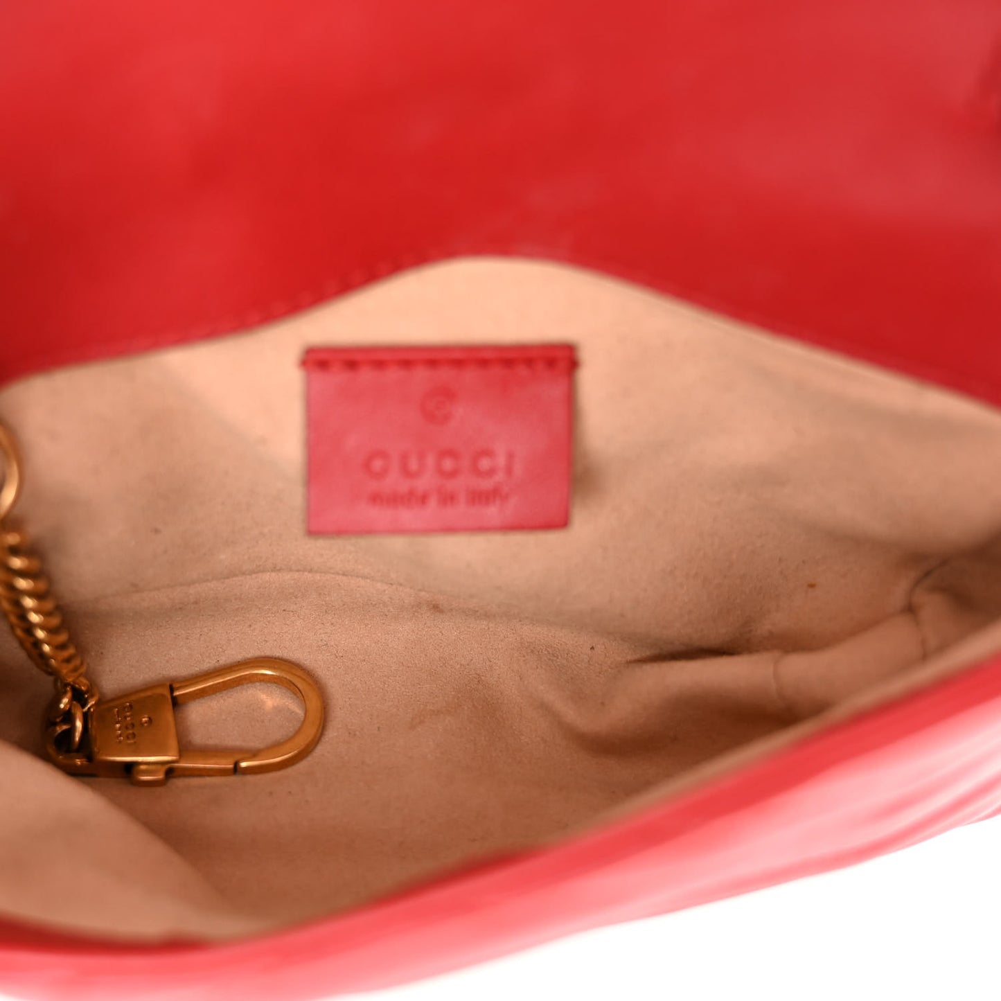 Calfskin Matelasse Super Mini GG Marmont Shoulder Bag Hibiscus Red