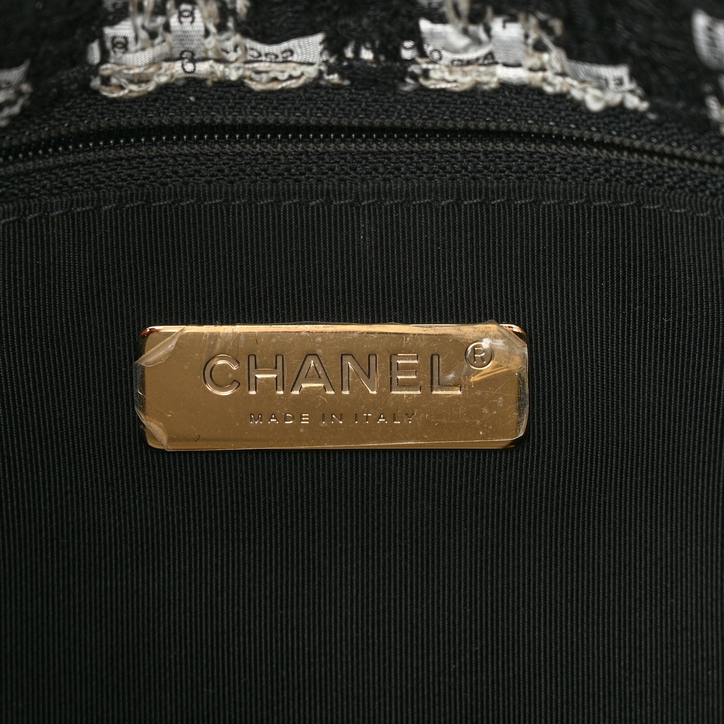 Tweed Quilted Large Chanel 19 Flap Black Ecru White
