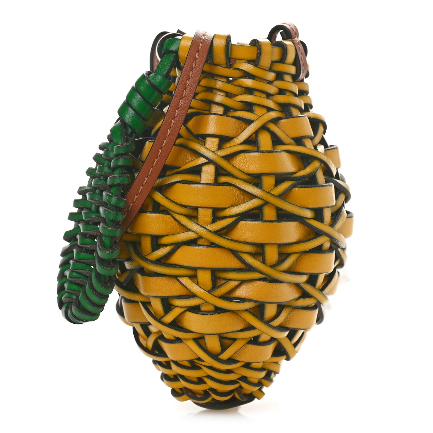 Calfskin Woven Lemon Mini Pouch Shoulder Bag Yellow Green