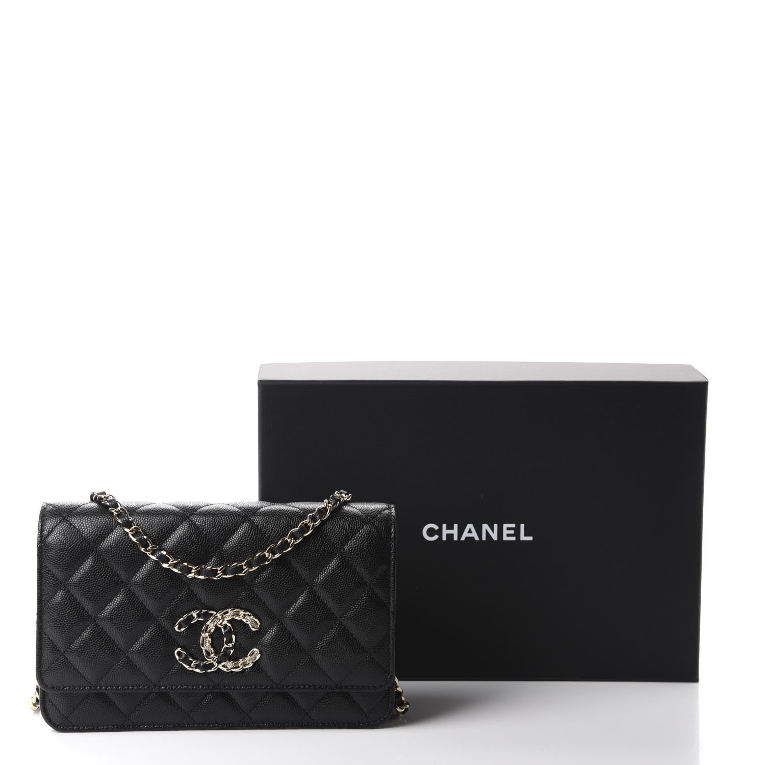 Chanel Caviar Quilted French New Wave Chain CC Wallet On Chain WOC Black 12 of 12