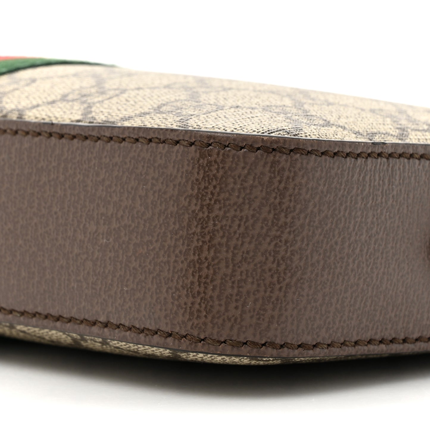 GG Supreme Monogram Textured Dollar Calfskin Web Ophidia Wristlet Shoulder Bag Beige Ebony New Acero