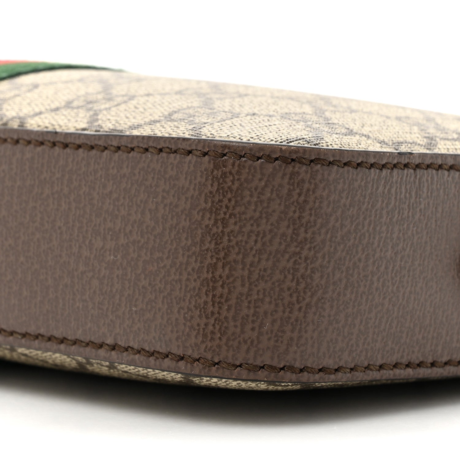 Gucci GG Supreme Monogram Textured Dollar Calfskin Web Ophidia Wristlet Shoulder Bag Beige Ebony New Acero 9 of 13