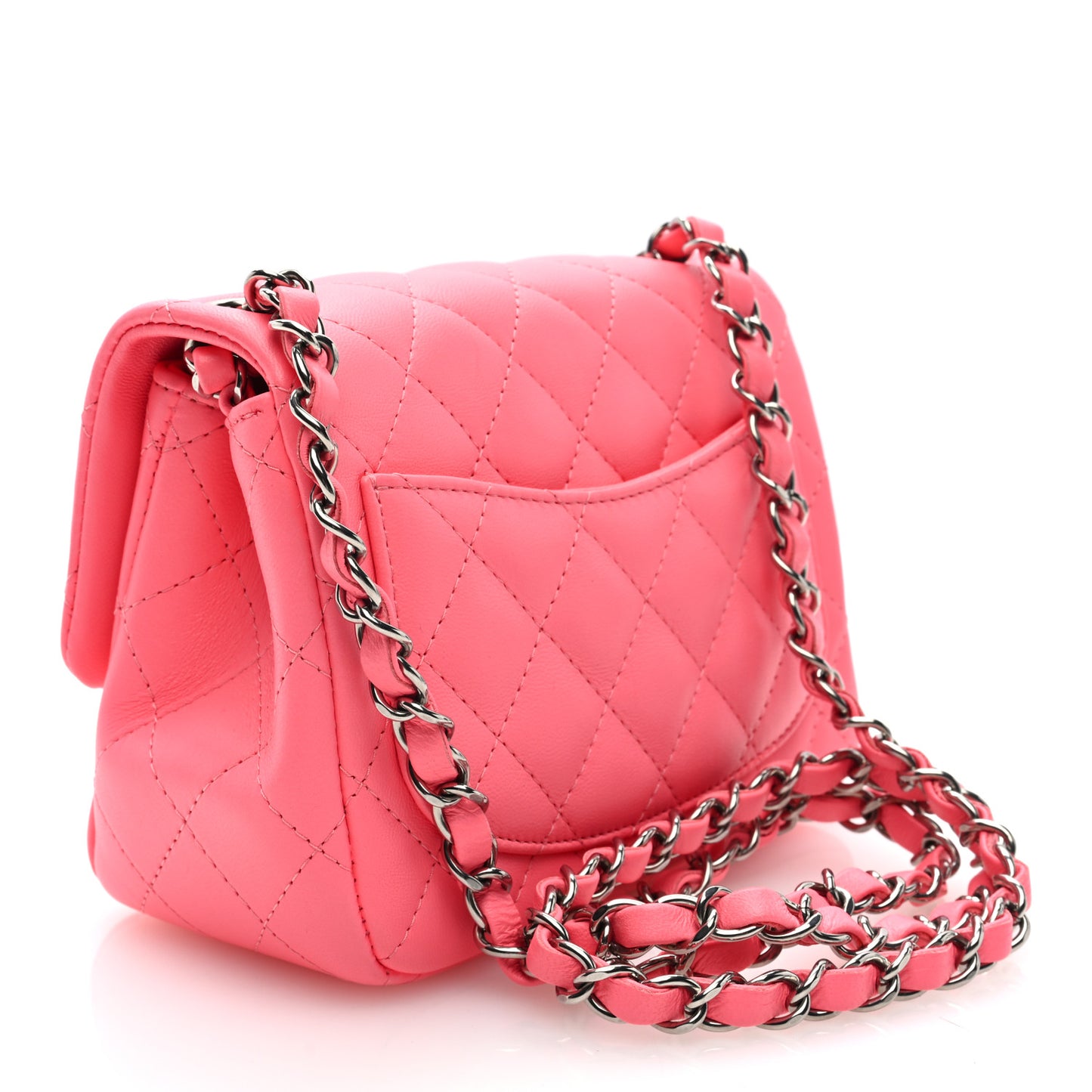 Lambskin Quilted Mini Square Flap Coral Pink