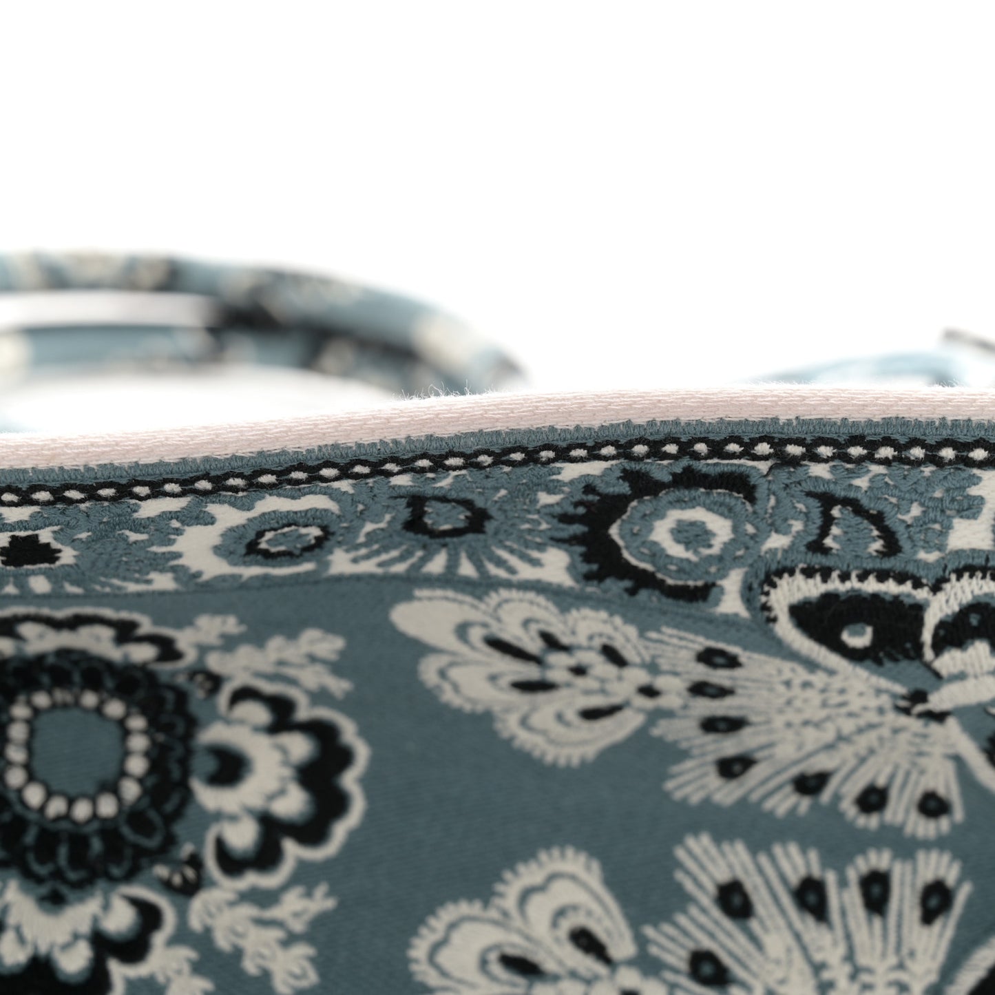 Canvas Butterfly Bandana Embroidered Medium Book Tote Black White