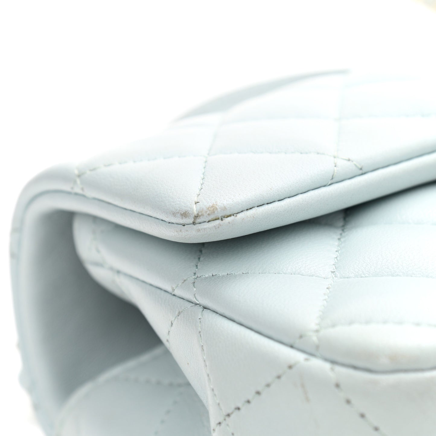 Lambskin Quilted Mini Top Handle Rectangular Flap Light Blue