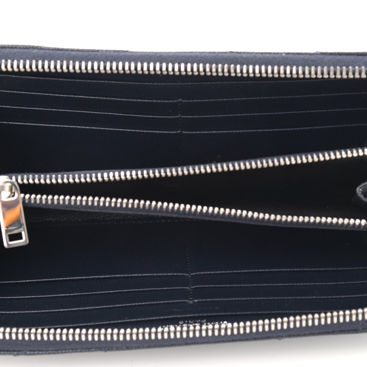 Grain De Poudre Matelasse Chevron Monogram Zip Around Wallet Deep Marine