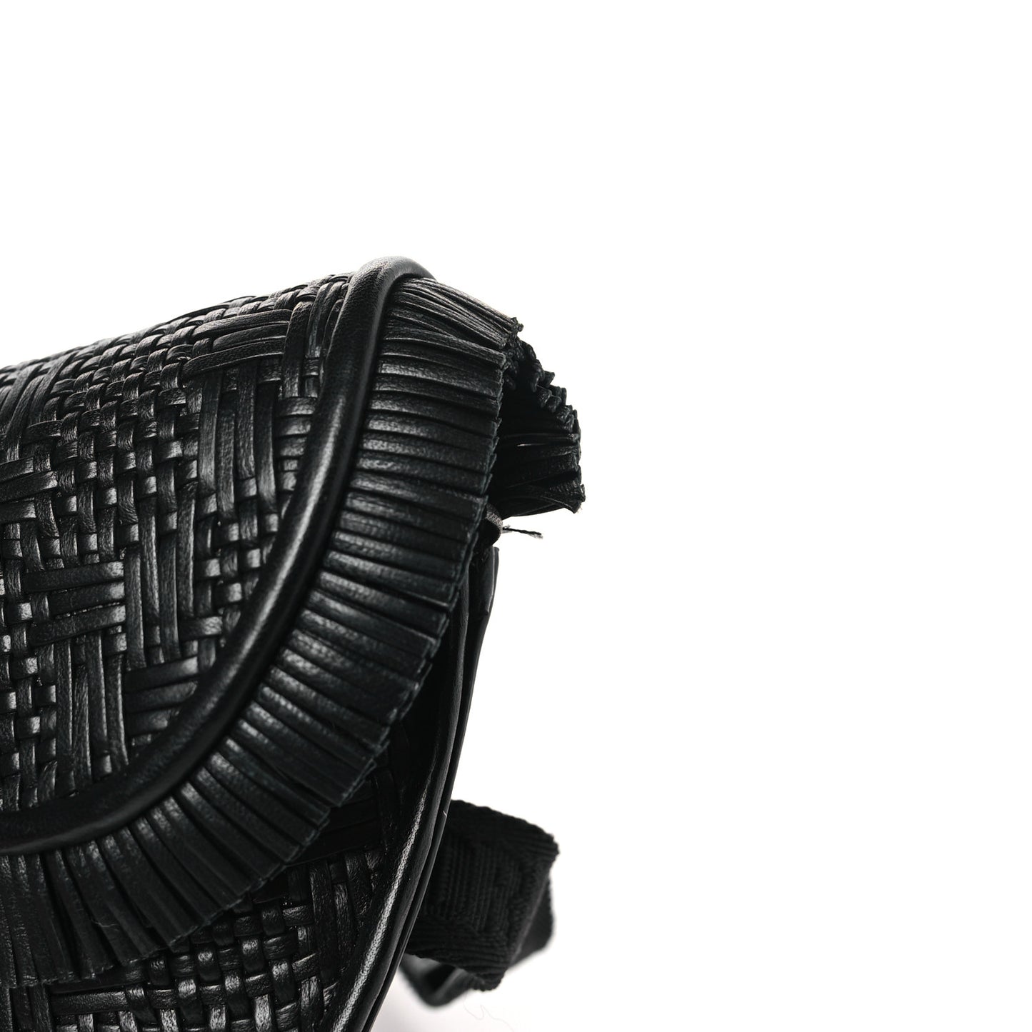 Calfskin Braided Saddle Belt Bag Black