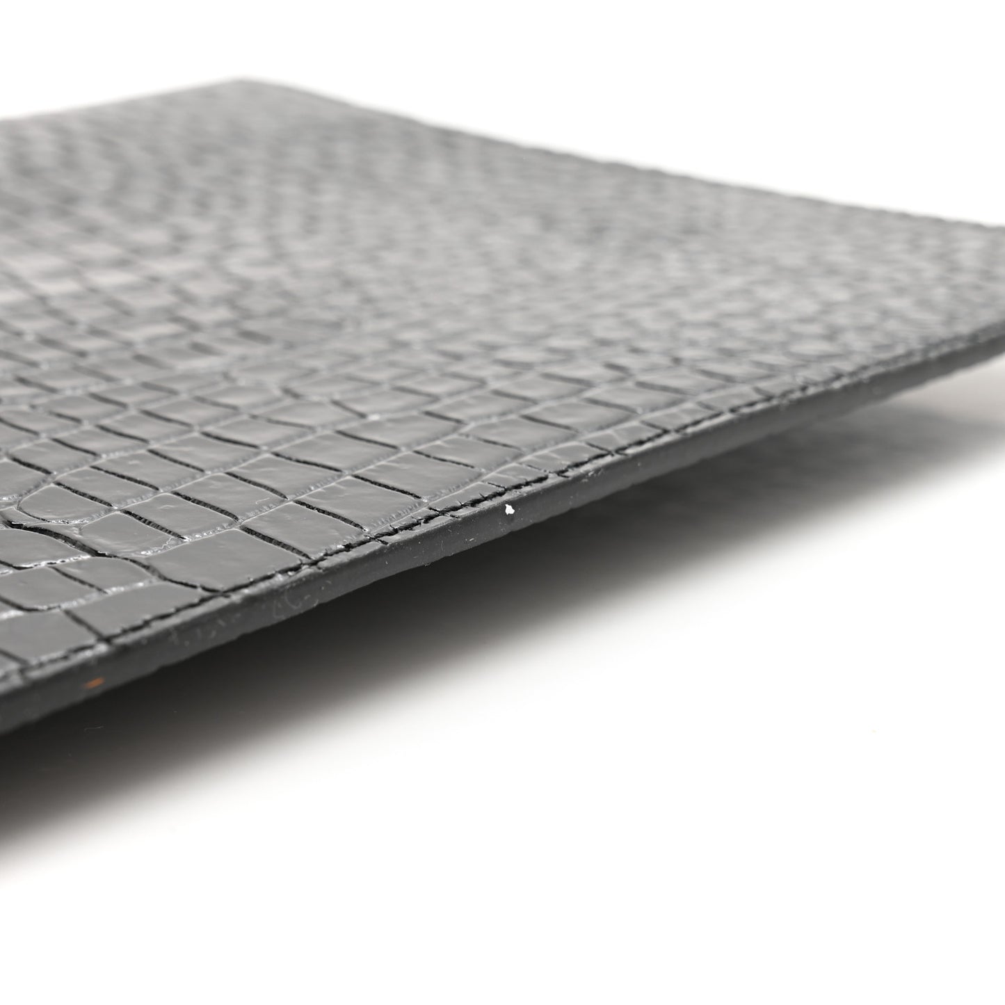 Calfskin Crocodile Embossed Uptown Monogram Clutch Black