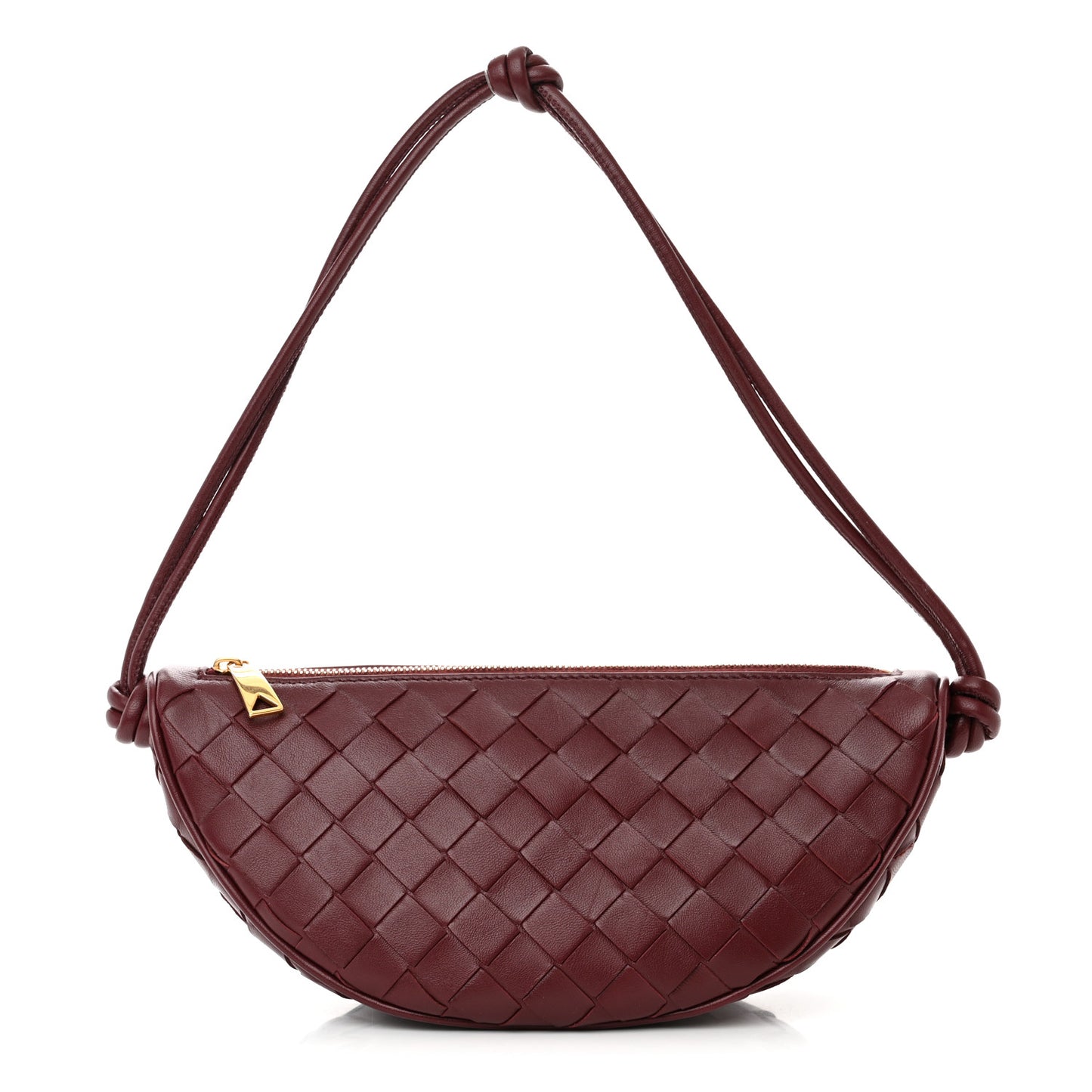 Nappa Intrecciato Half Moon Pouch On Strap Barolo