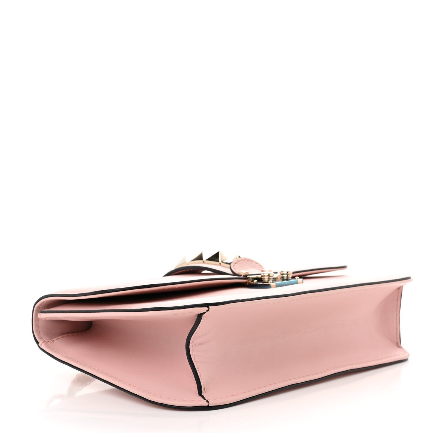 Vitello Medium Glam Lock Rockstud Flap Water Rose