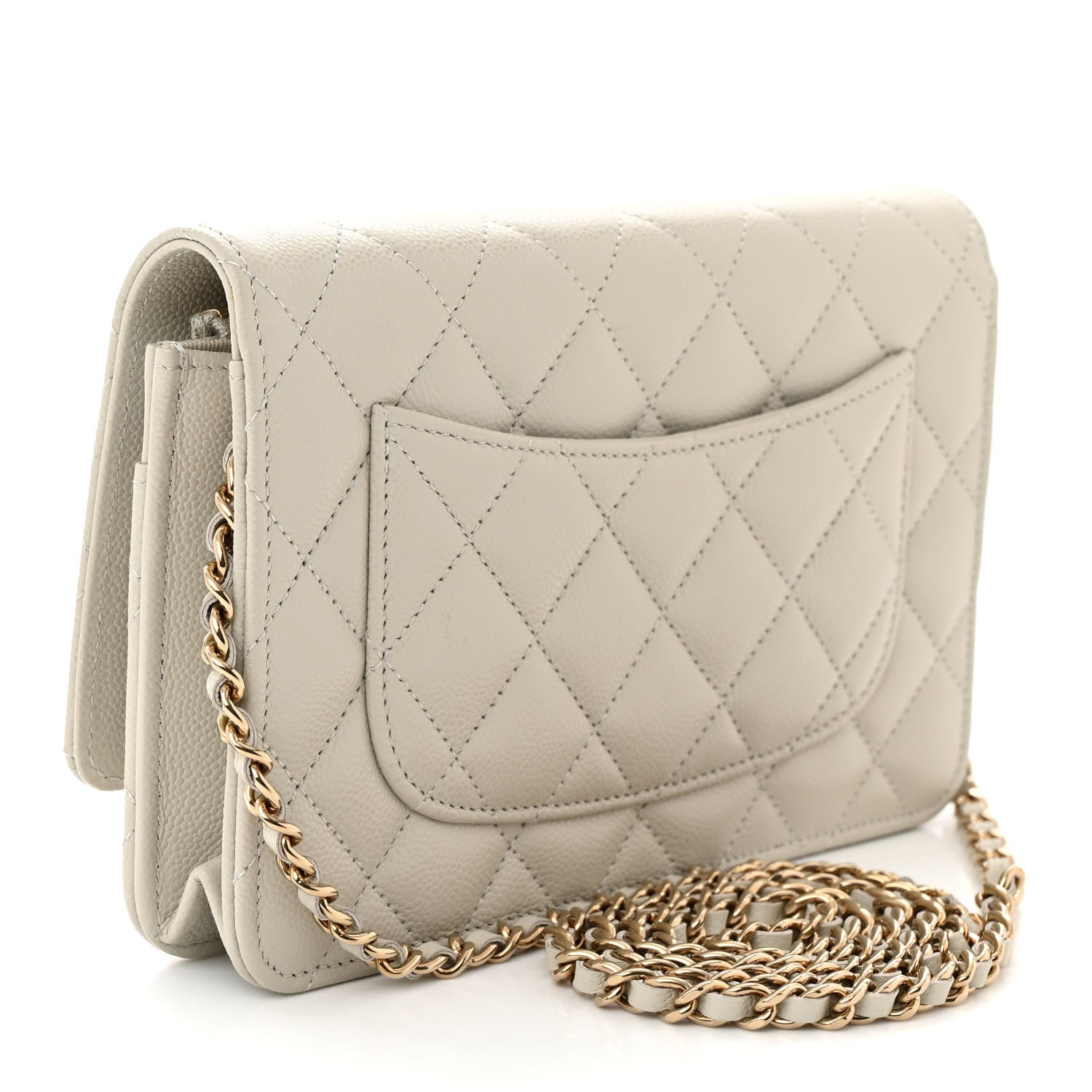Chanel Caviar Quilted Wallet On Chain WOC Light Gray 3 of 12