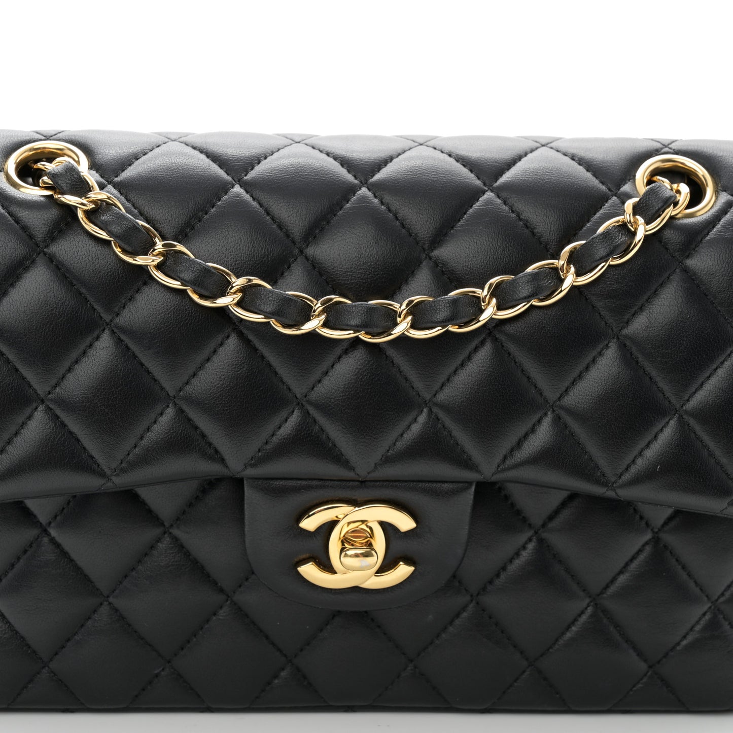 Lambskin Quilted Small Double Flap Black