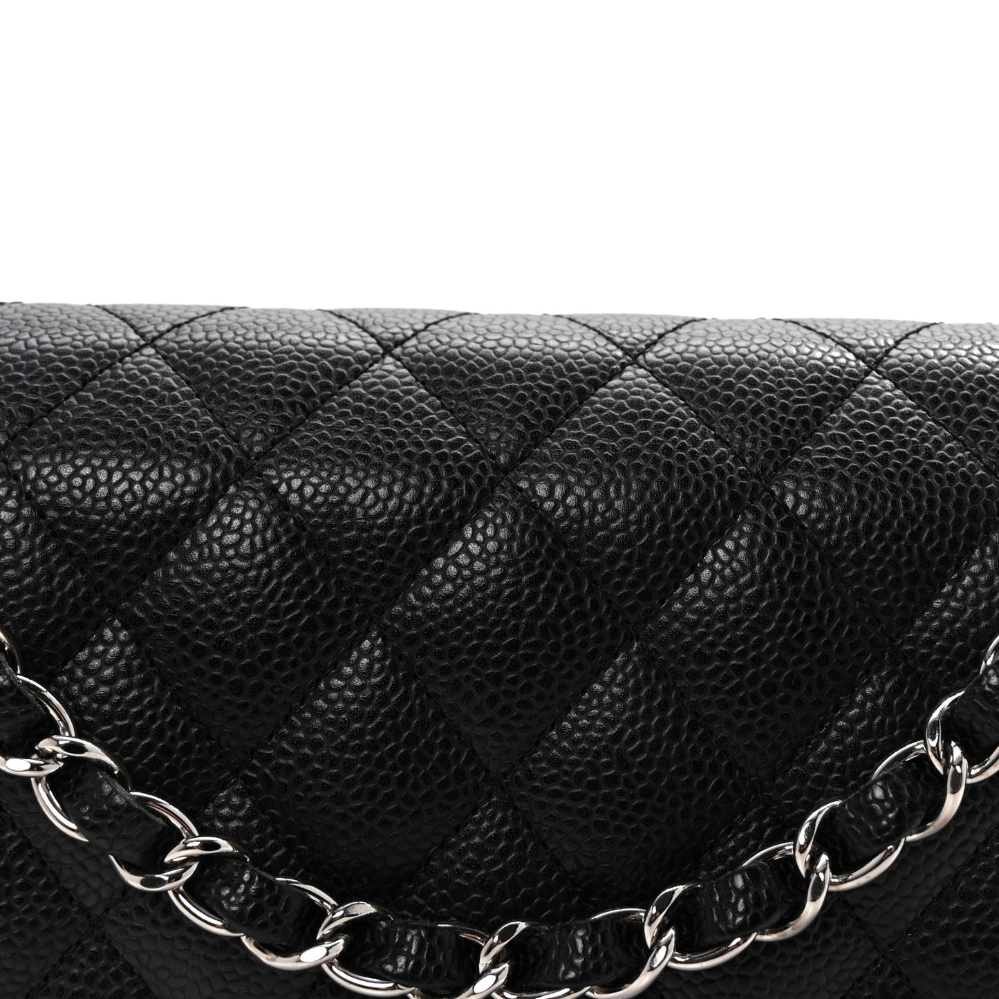 Caviar Quilted Medium Double Flap Black