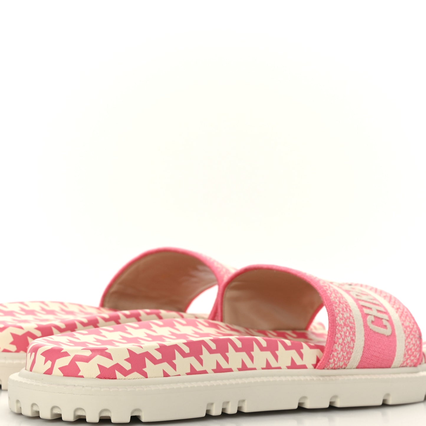 Micro PDP Cotton Houndstooth Embroidered Dway 10mm Slide Sandals 41 Peony