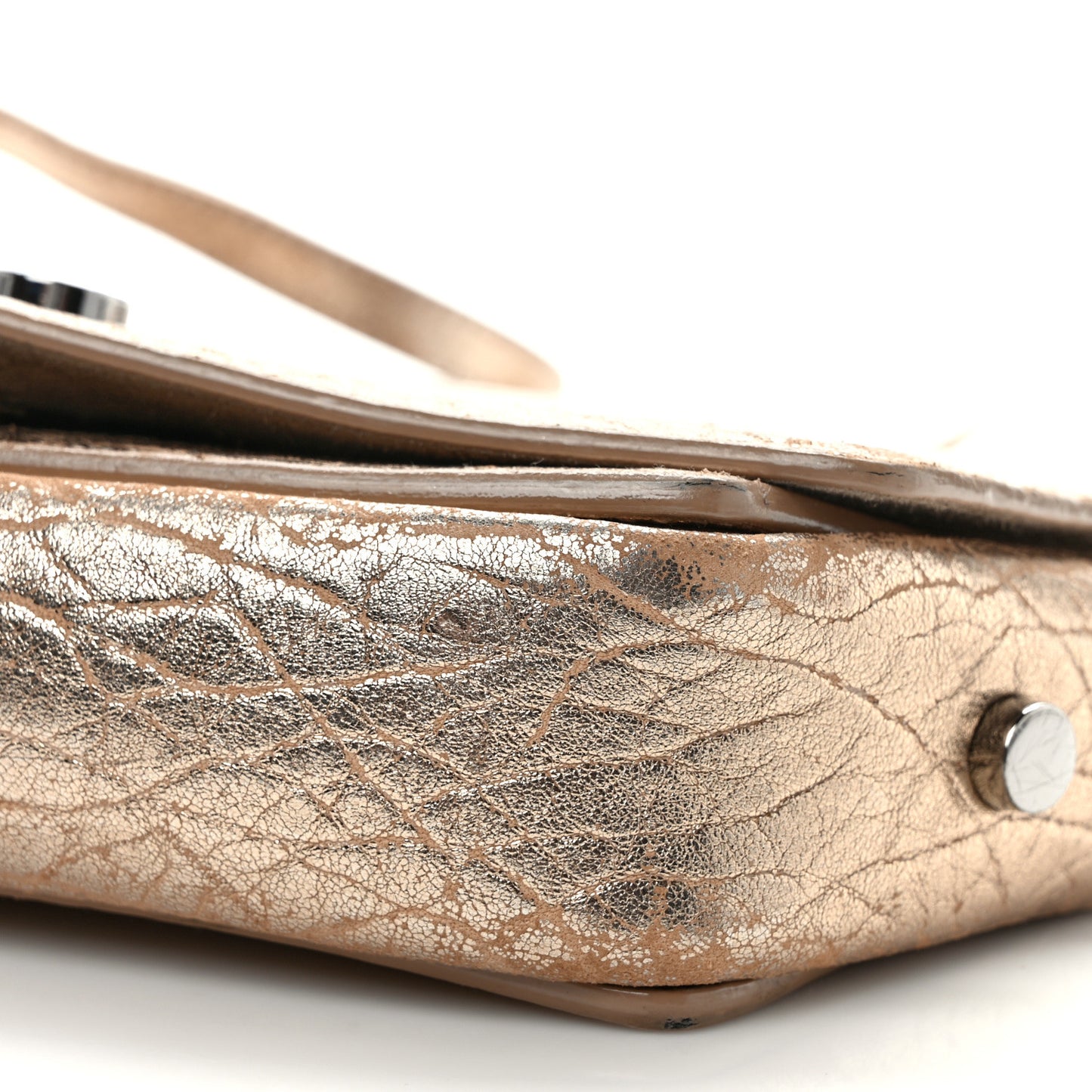 Metallic Grained Calfskin Arrow Crossbody Bag Light Gold