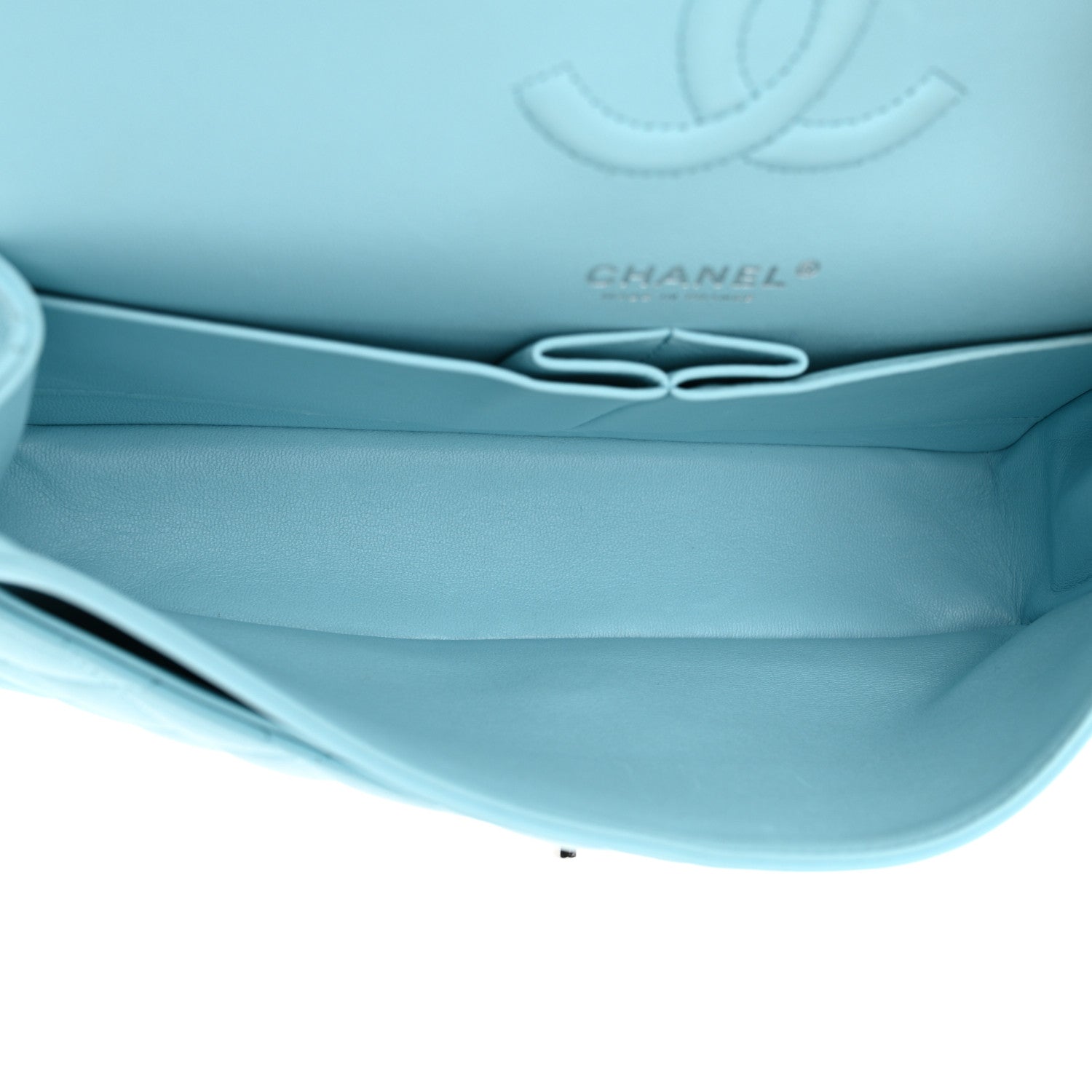 Chanel Lambskin Quilted Medium Double Flap Light Blue 5 of 11