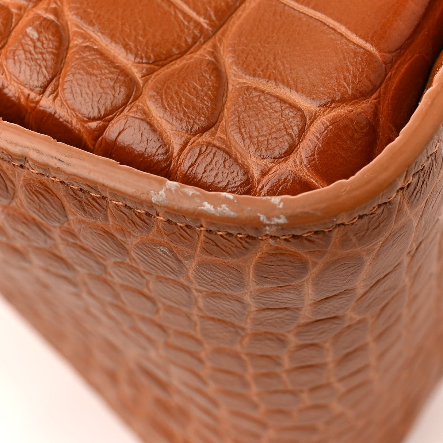 Extra Supple Calfskin Crocodile Embossed Small Tool 2.0 North-South Tote Camel