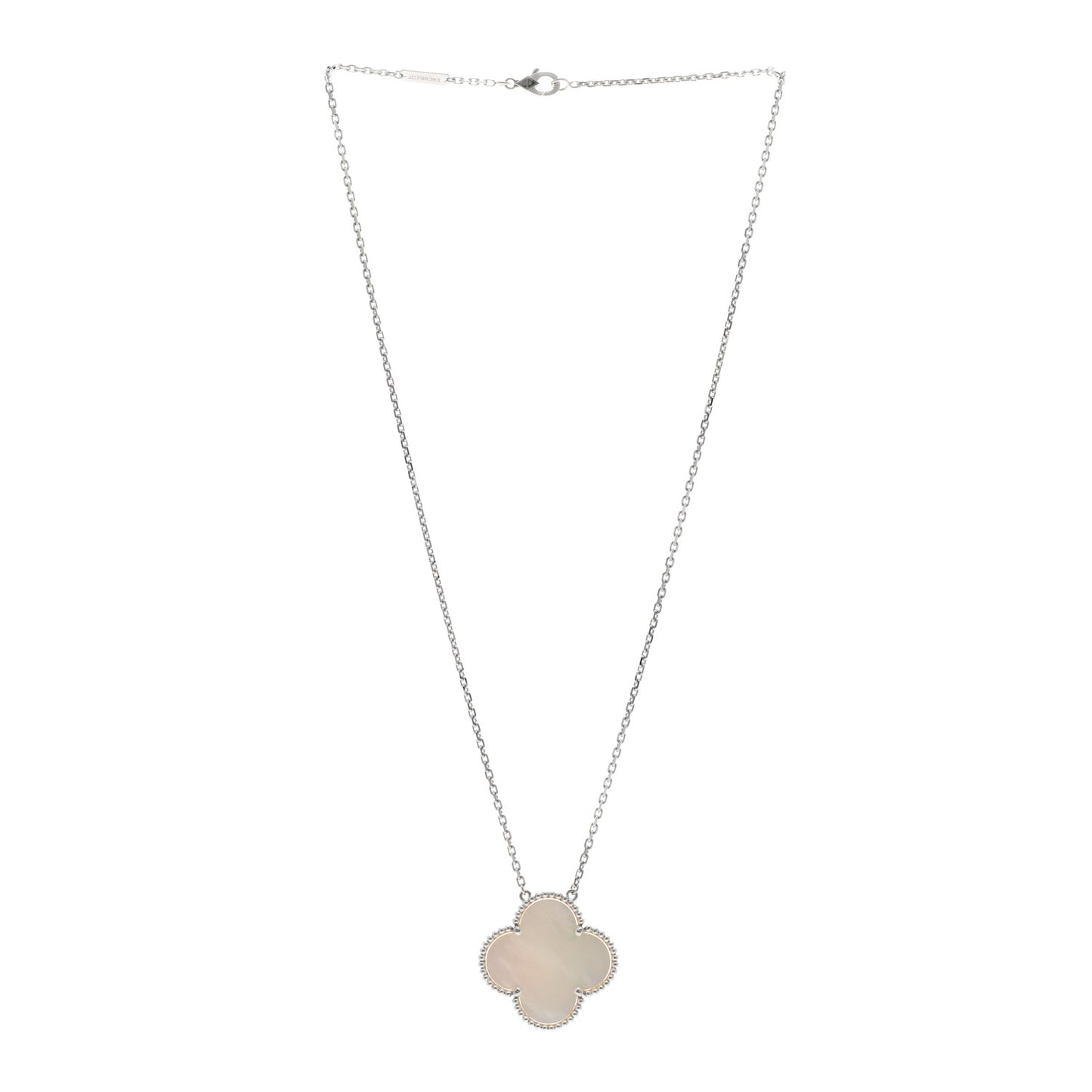 18K White Gold Mother of Pearl Magic Alhambra Pendant Necklace