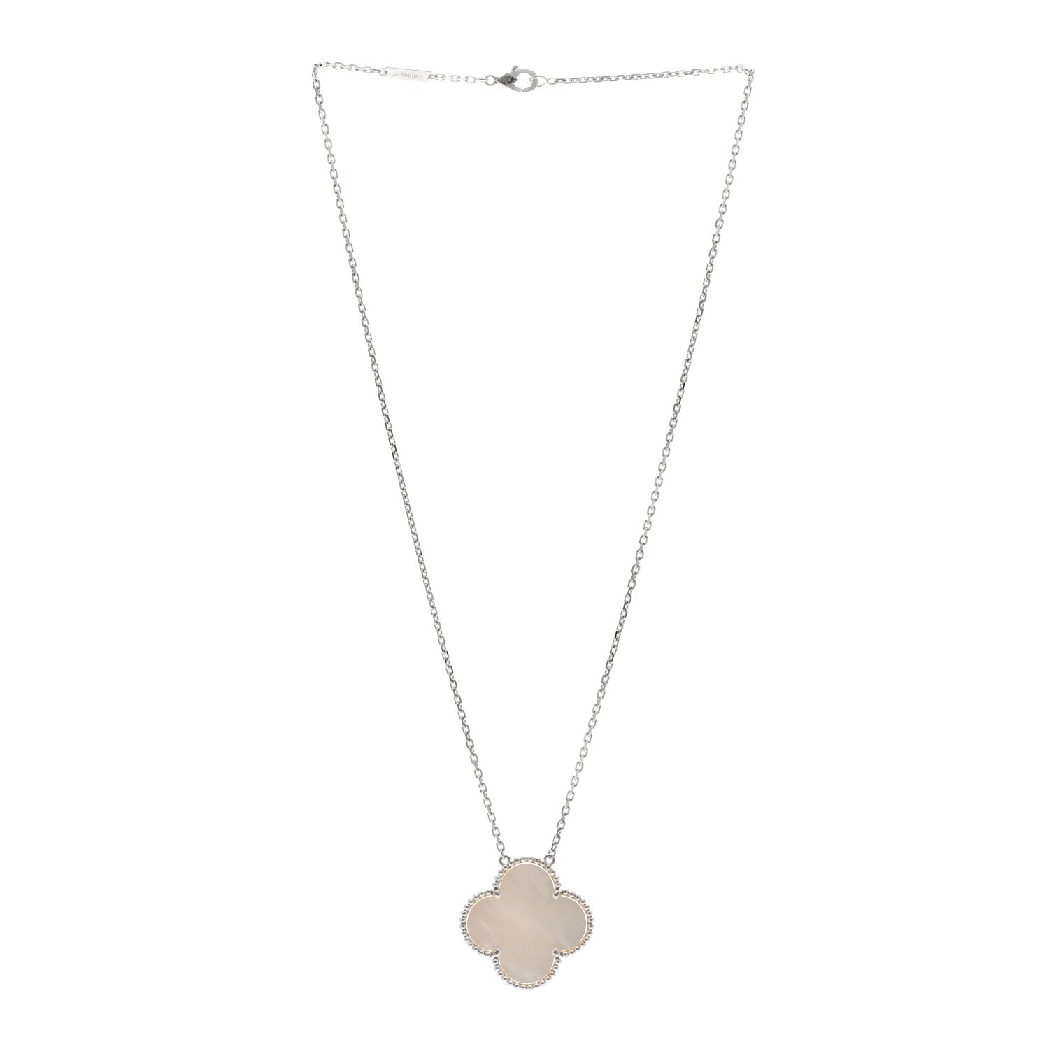 Van Cleef & Arpels 18K White Gold Mother of Pearl Magic Alhambra Pendant Necklace 3 of 5