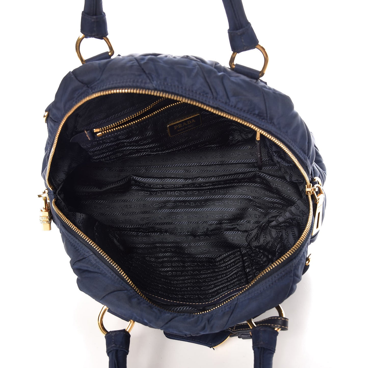 Tessuto Nylon Chevron Quilted Small Dome Satchel Blue