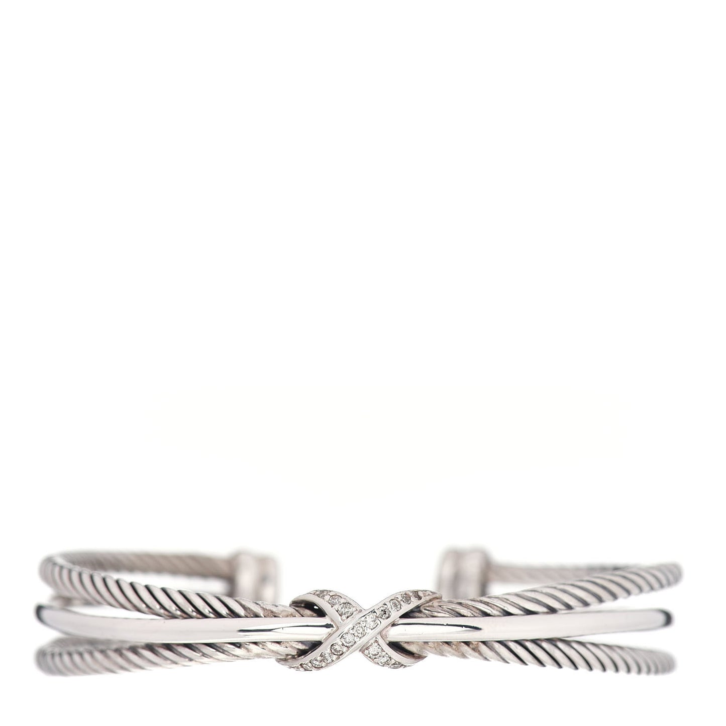 Sterling Silver Diamond 7mm Crossover X Bracelet