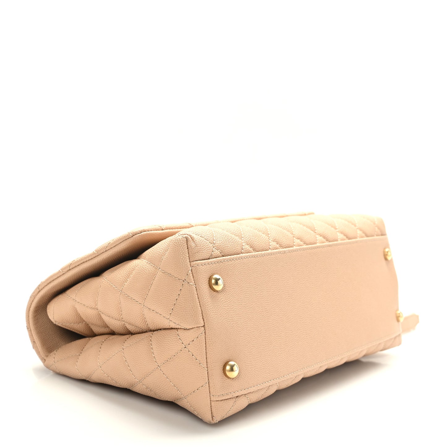 Caviar Lizard Embossed Quilted Small Coco Handle Flap Beige
