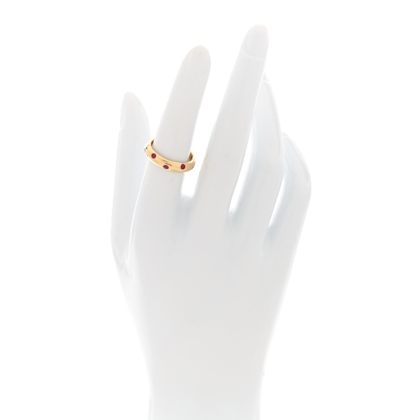 18K Yellow Gold Ruby Etoile Band Ring 53 6.25