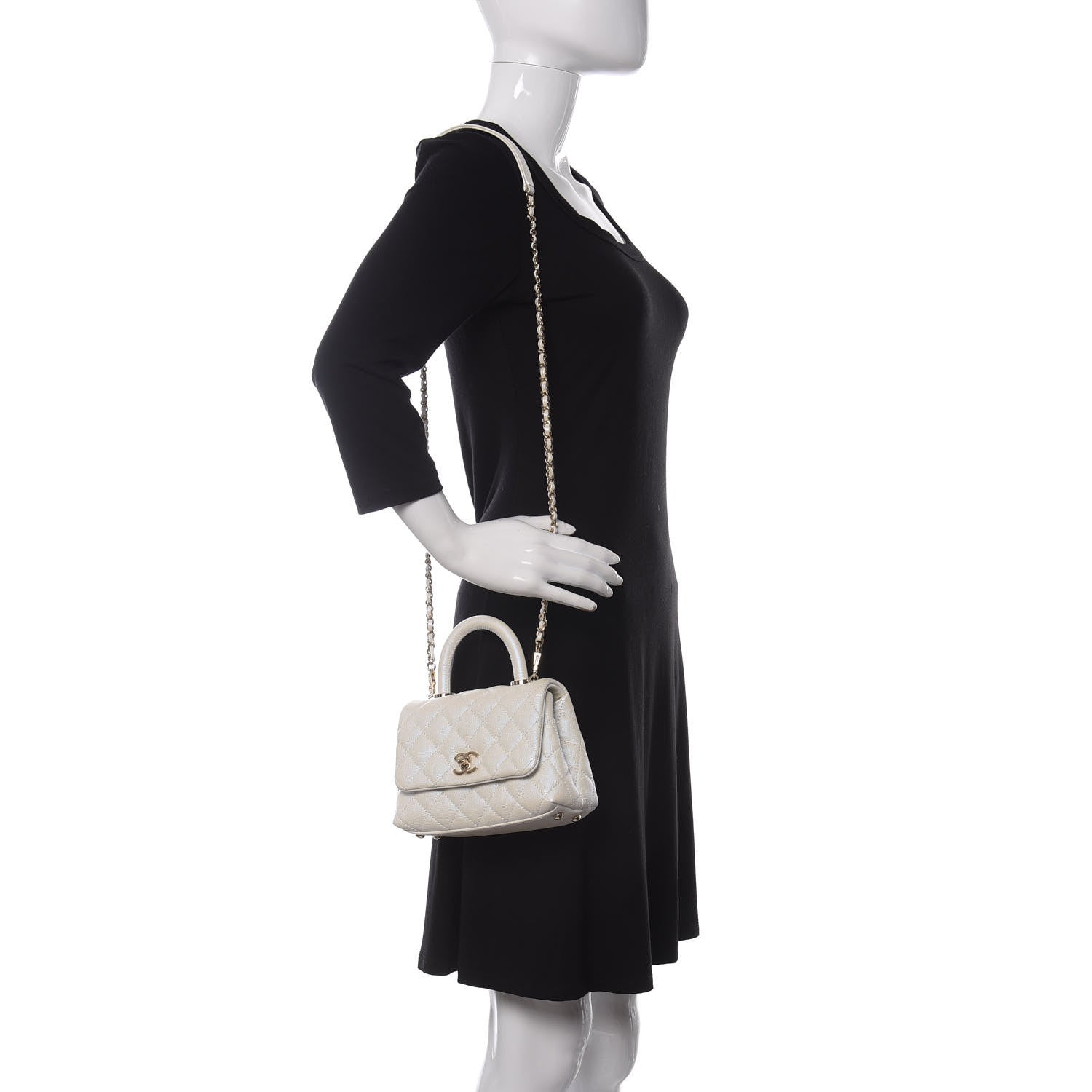 Chanel Iridescent Caviar Quilted Extra Mini Coco Handle Flap Ivory 2 of 10