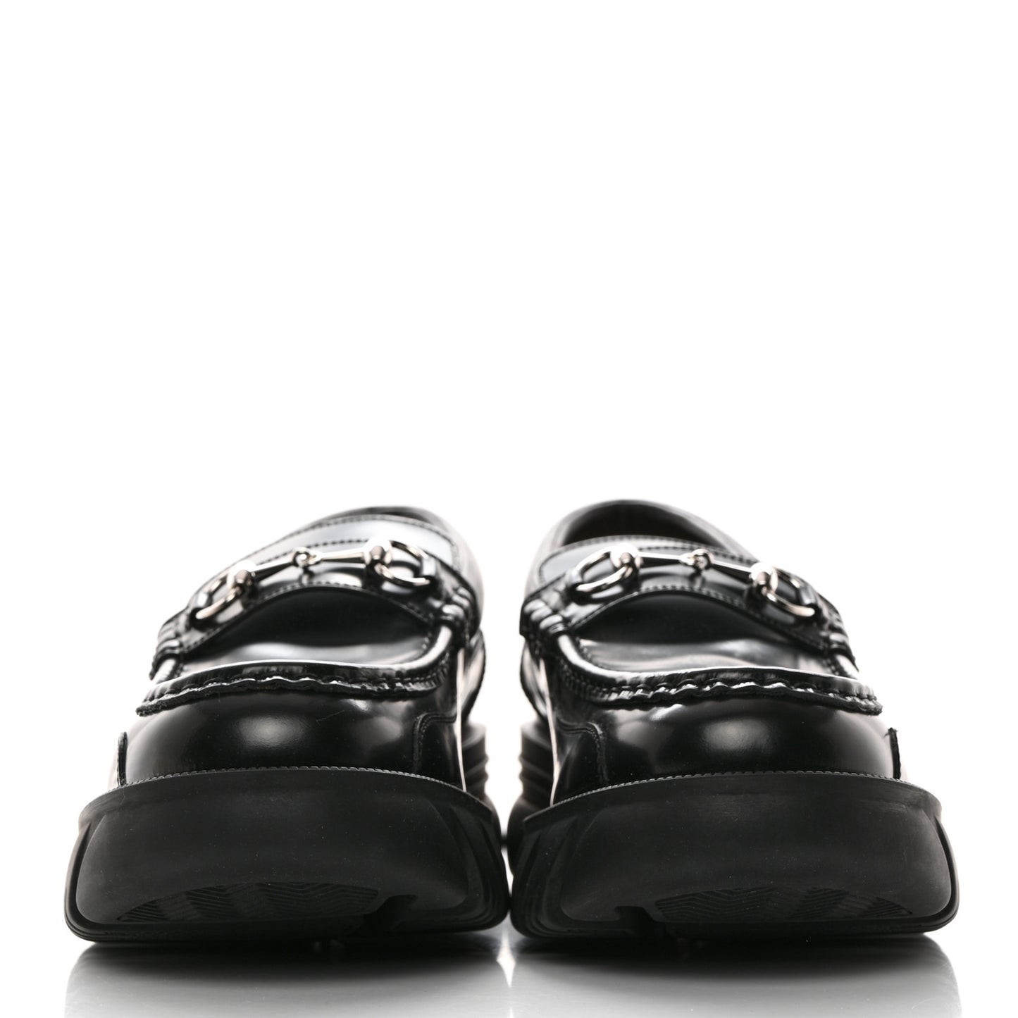 Magnum Calfskin Horsebit Mens Platform Lug Sole Loafers 11 Black