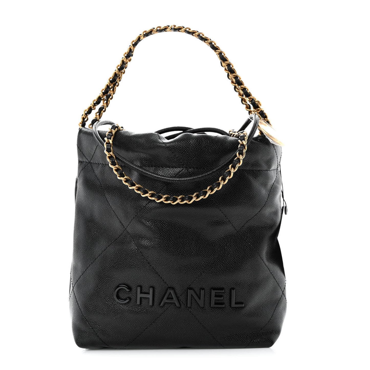 Shiny Caviar Quilted Monochrome Mini Chanel 22 Black