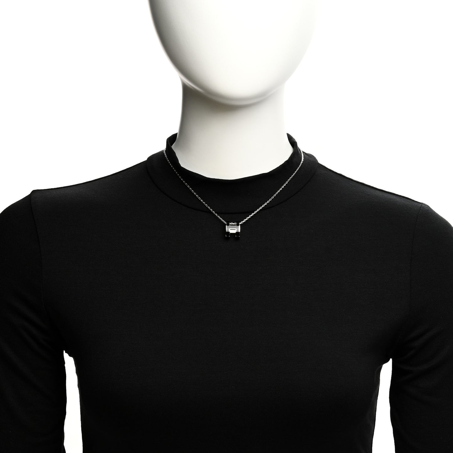 Lacquered Palladium Pop H Pendant Necklace Black