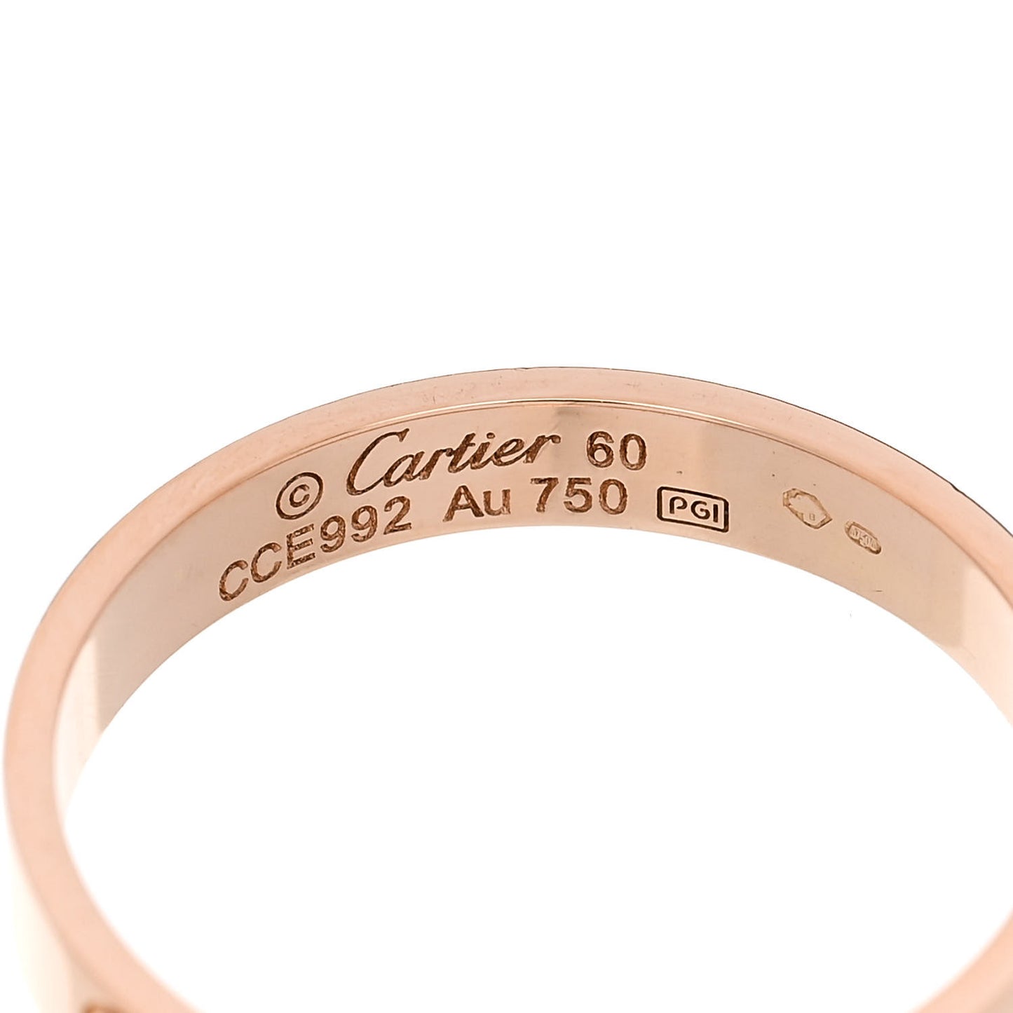 18K Pink Gold 3.5mm LOVE Wedding Band Ring 60 9.25