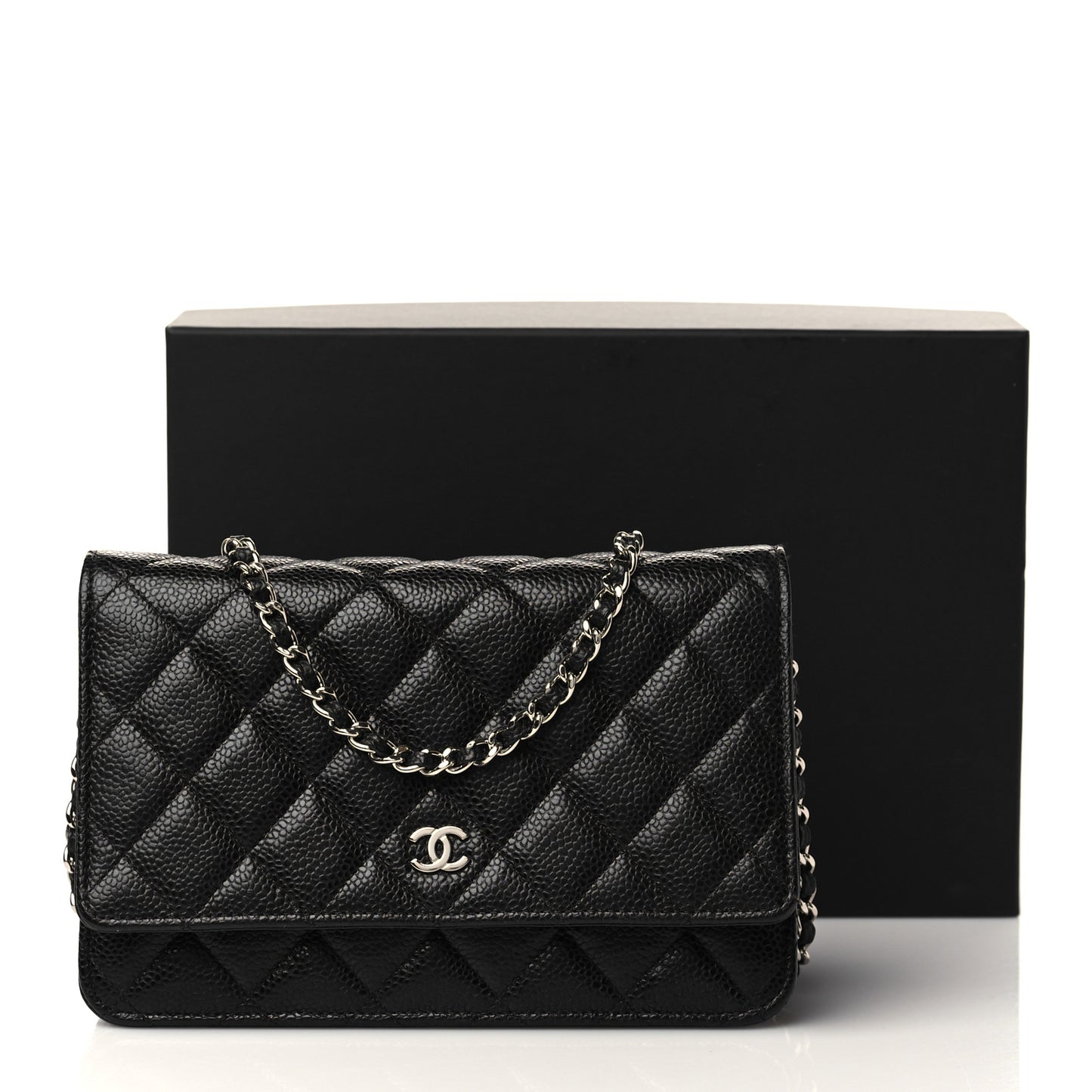 Caviar Quilted Wallet On Chain WOC Black