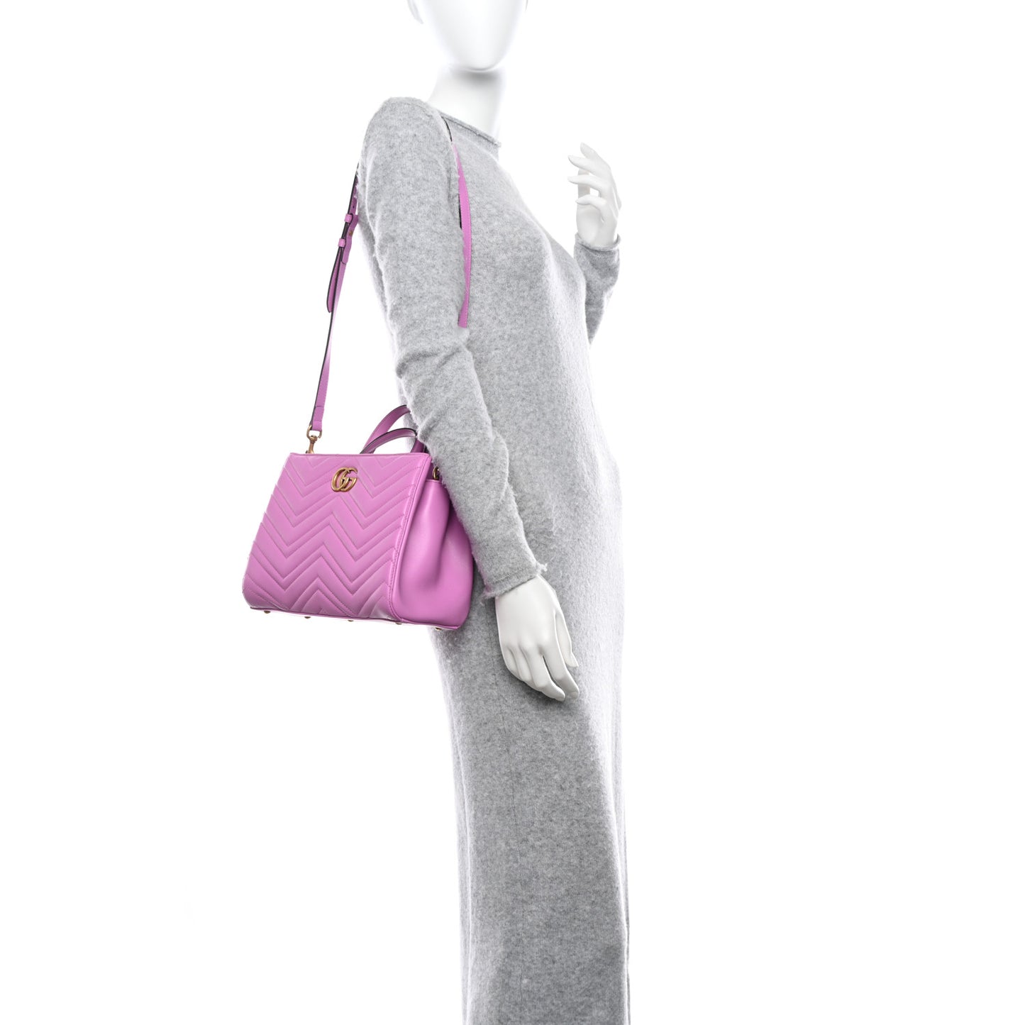 Calfskin Matelasse Small GG Marmont Tote Candy Mousse